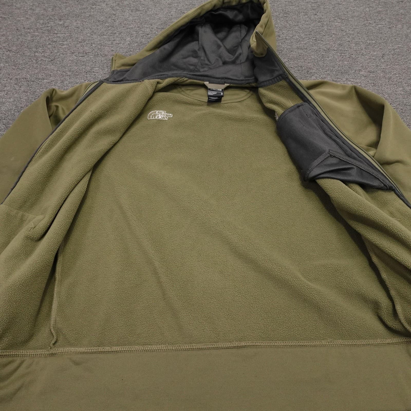 The North Face Jacket Mens Medium Green Softshell Fleece Lined Hooded Full Zip - Thumbnail 8
