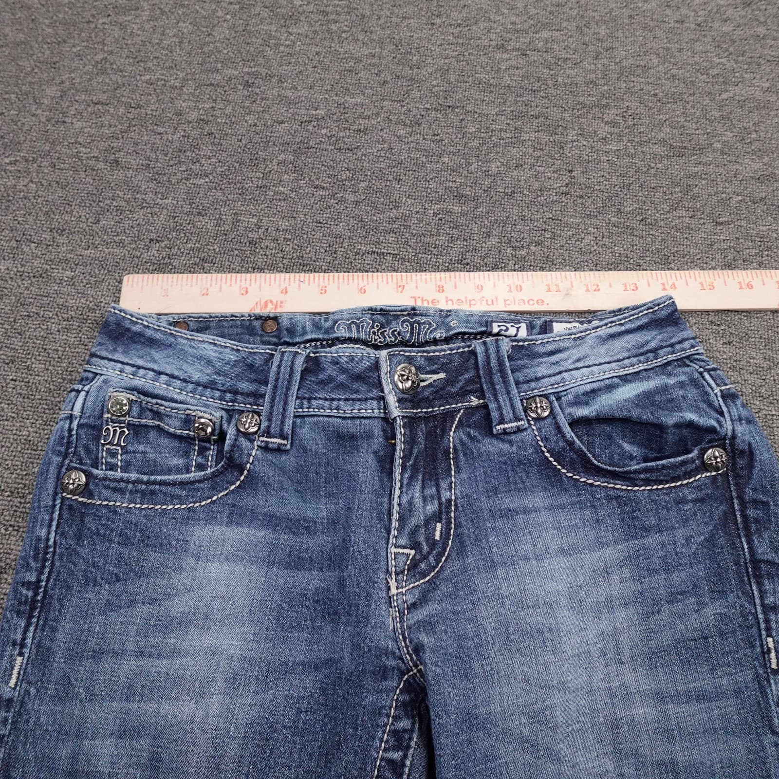 Miss Me Jeans Womens 27 Blue Skinny Low Rise Aztec Embroidered Denim JW5416S3 - Thumbnail 7