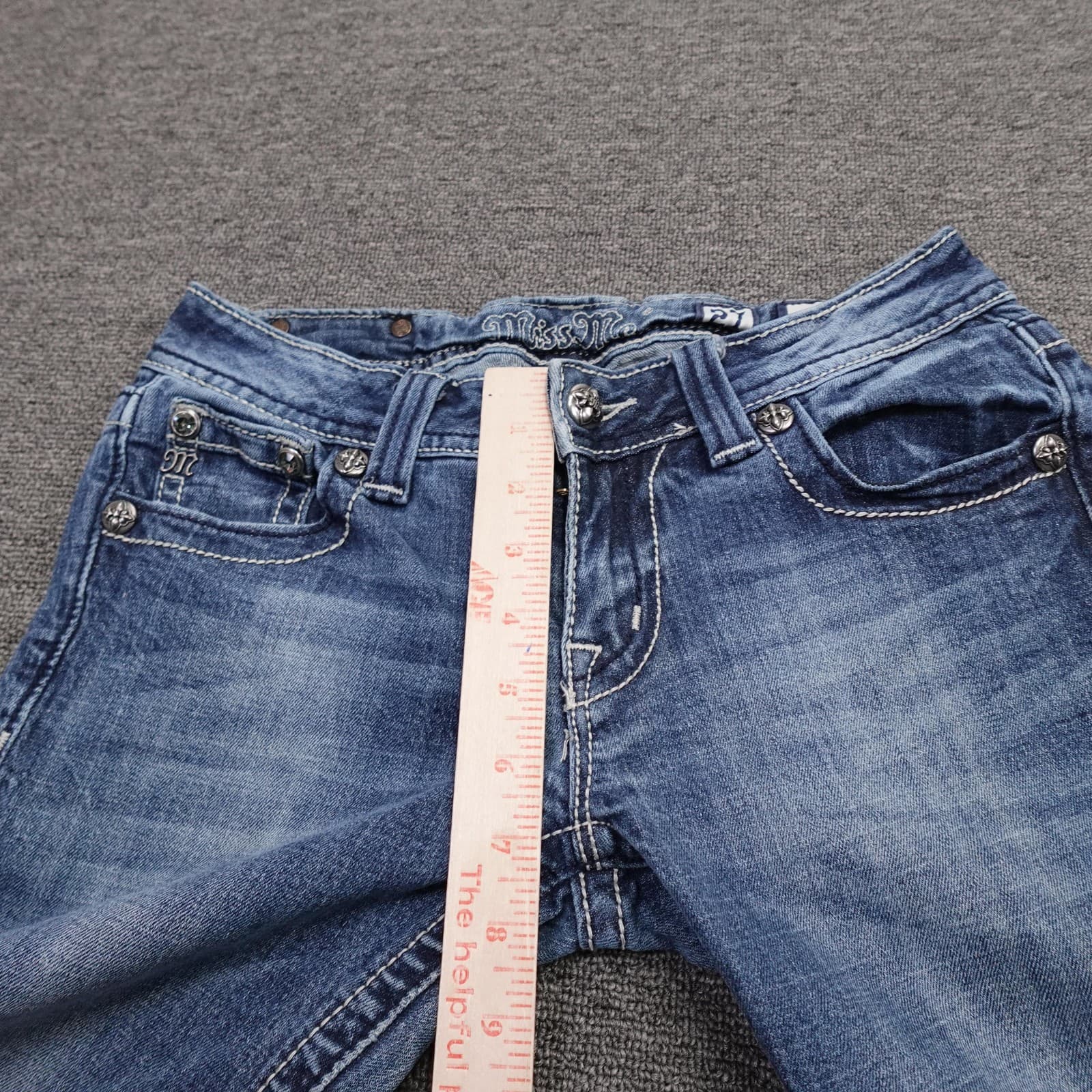 Miss Me Jeans Womens 27 Blue Skinny Low Rise Aztec Embroidered Denim JW5416S3 - Thumbnail 8