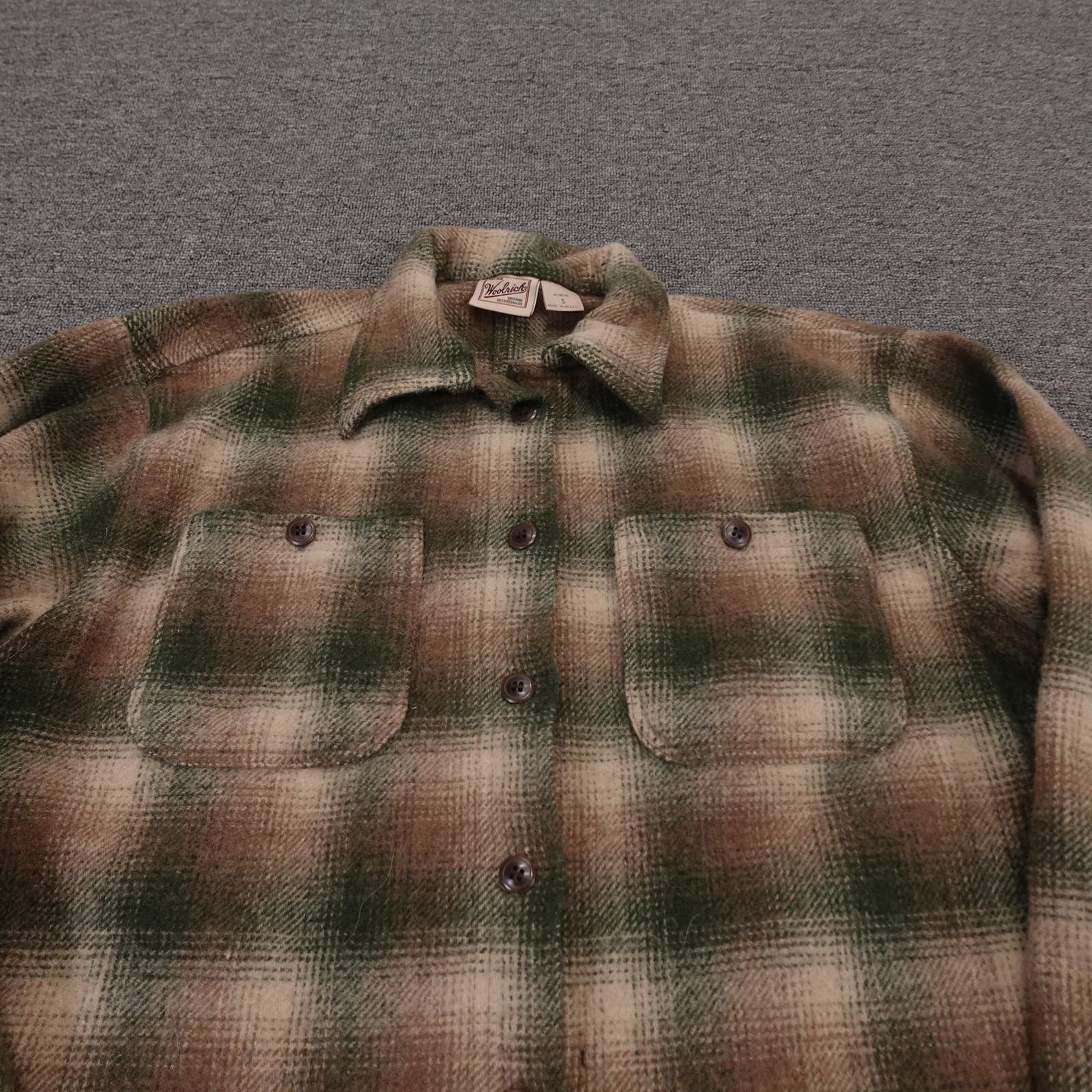 Woolrich Shacket Womens Small Green Plaid Wool Shirt Jacket Button Front Flannel - Thumbnail 2