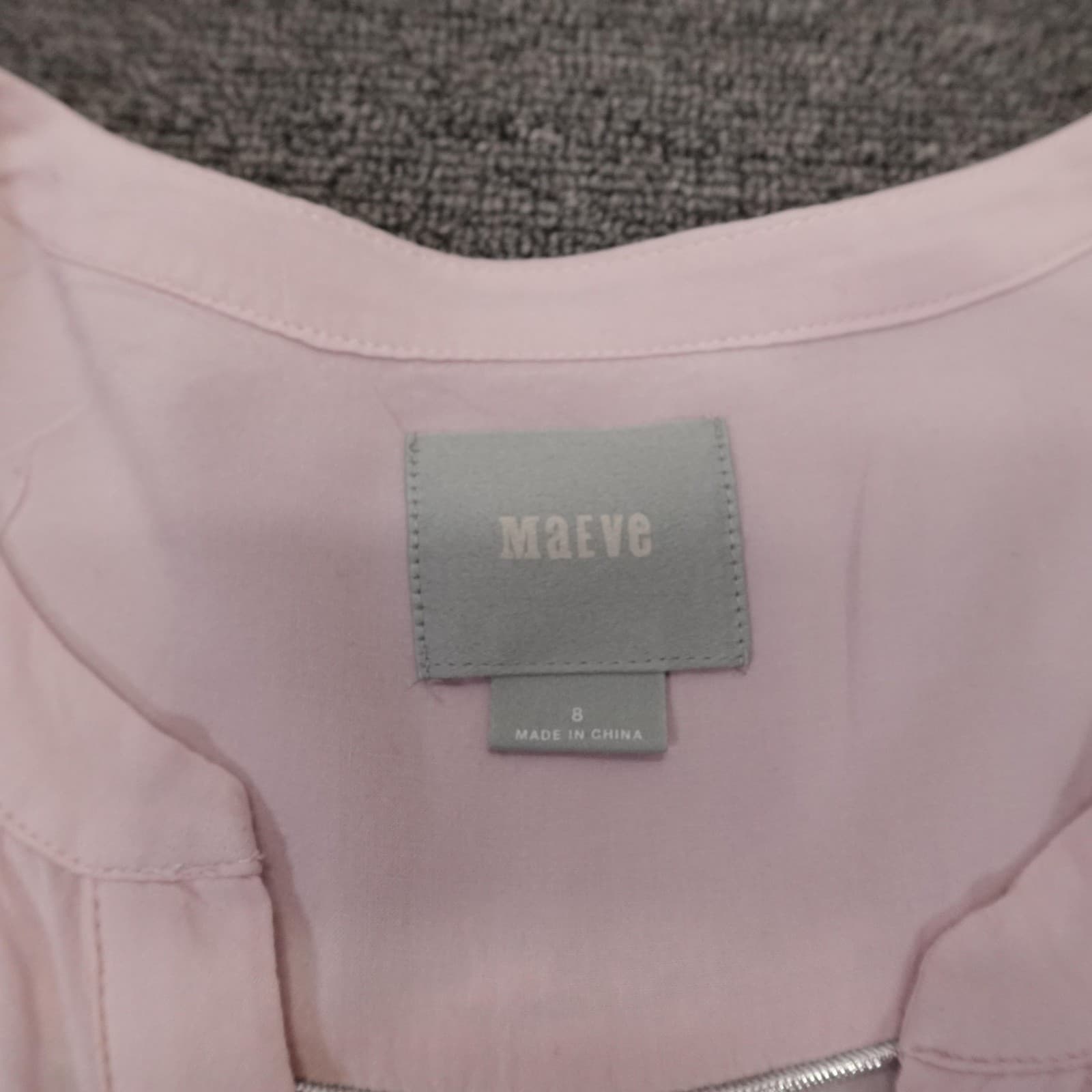 Maeve Blouse Womens 8 Pink Pleated Tunic 3/4 Sleeve Round Neck Rayon Top - Thumbnail 3