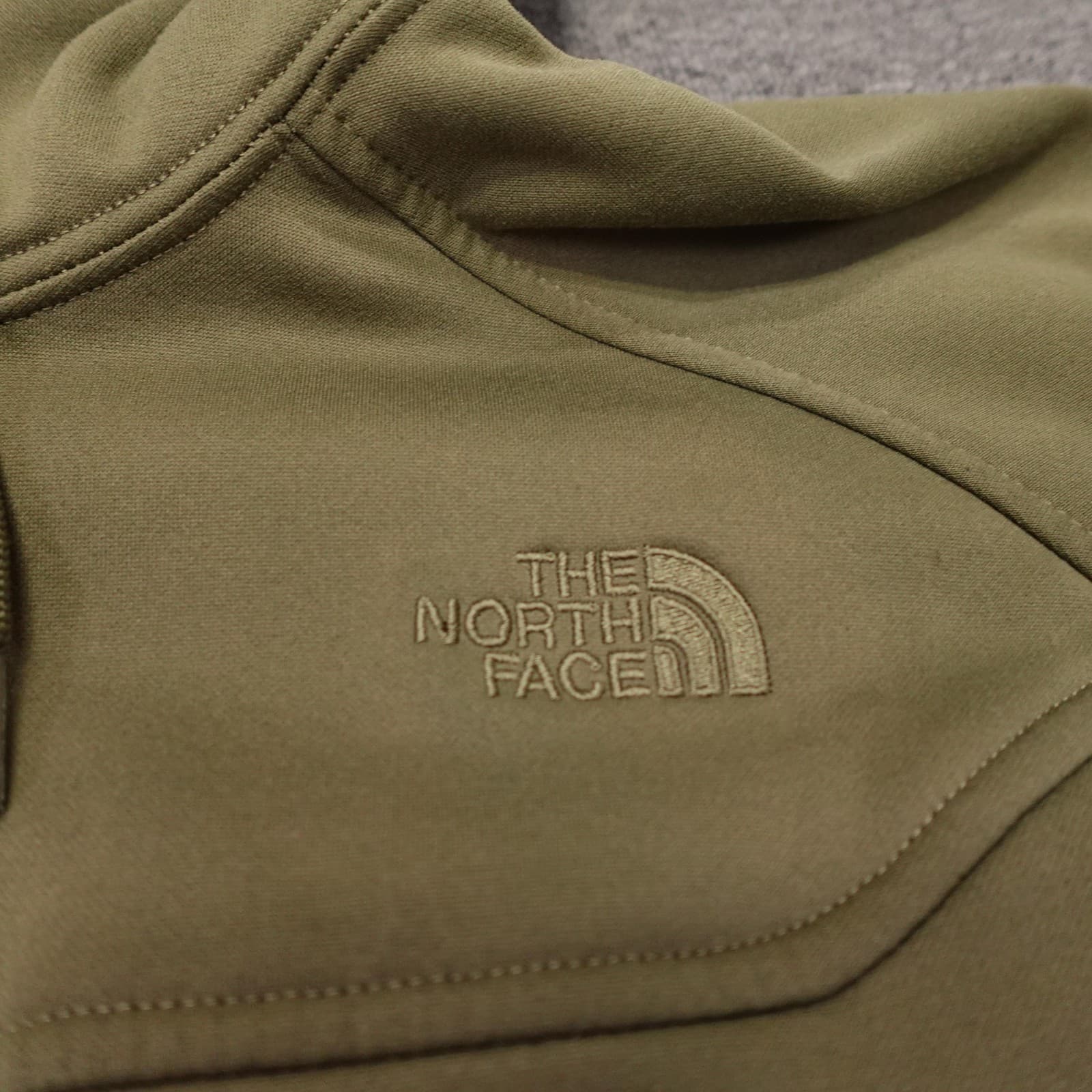 The North Face Jacket Mens Medium Green Softshell Fleece Lined Hooded Full Zip - Thumbnail 5