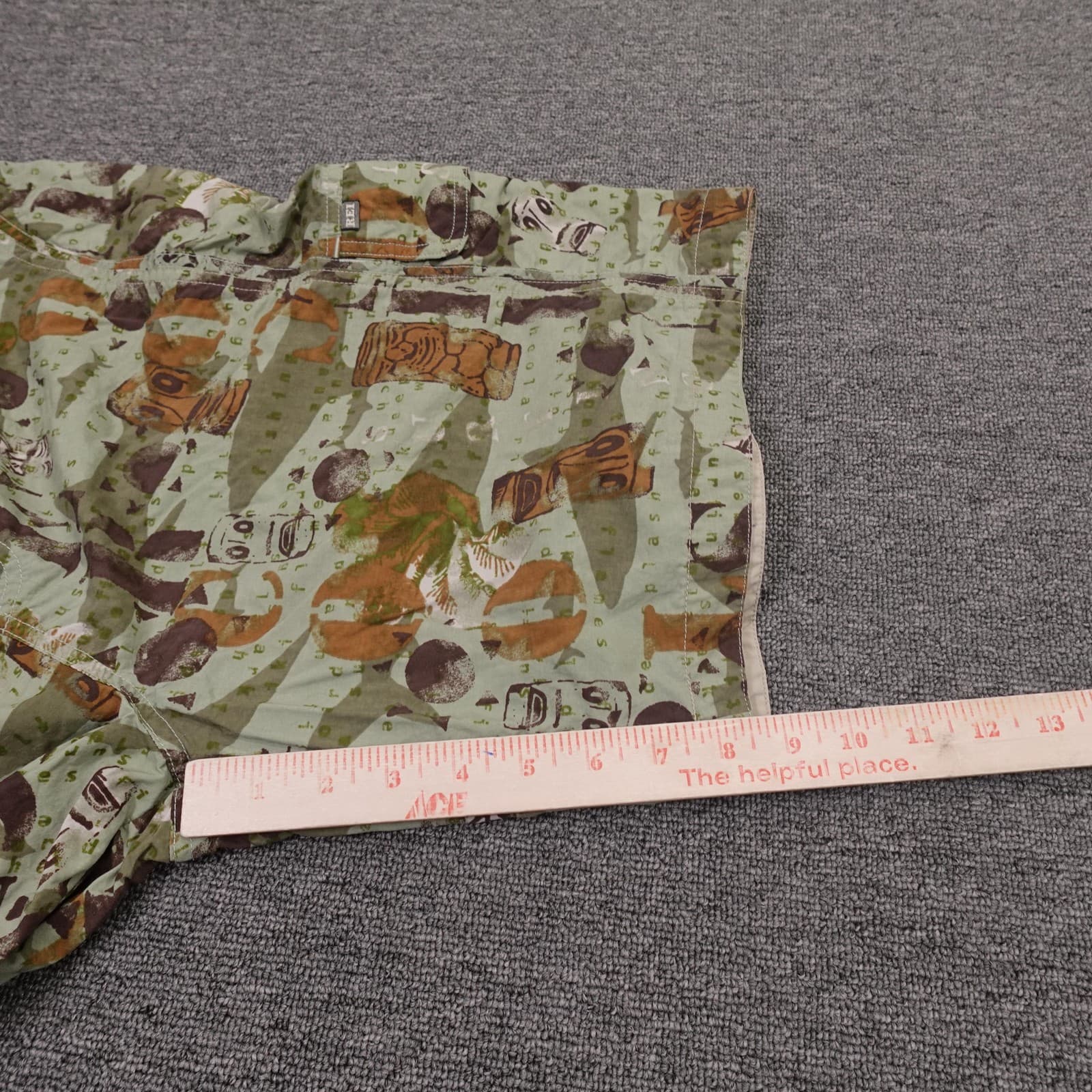 Vintage REI Swim Shorts Mens Large Green Tiki Hawaiian Print Lined Cargo Y2K - Thumbnail 9