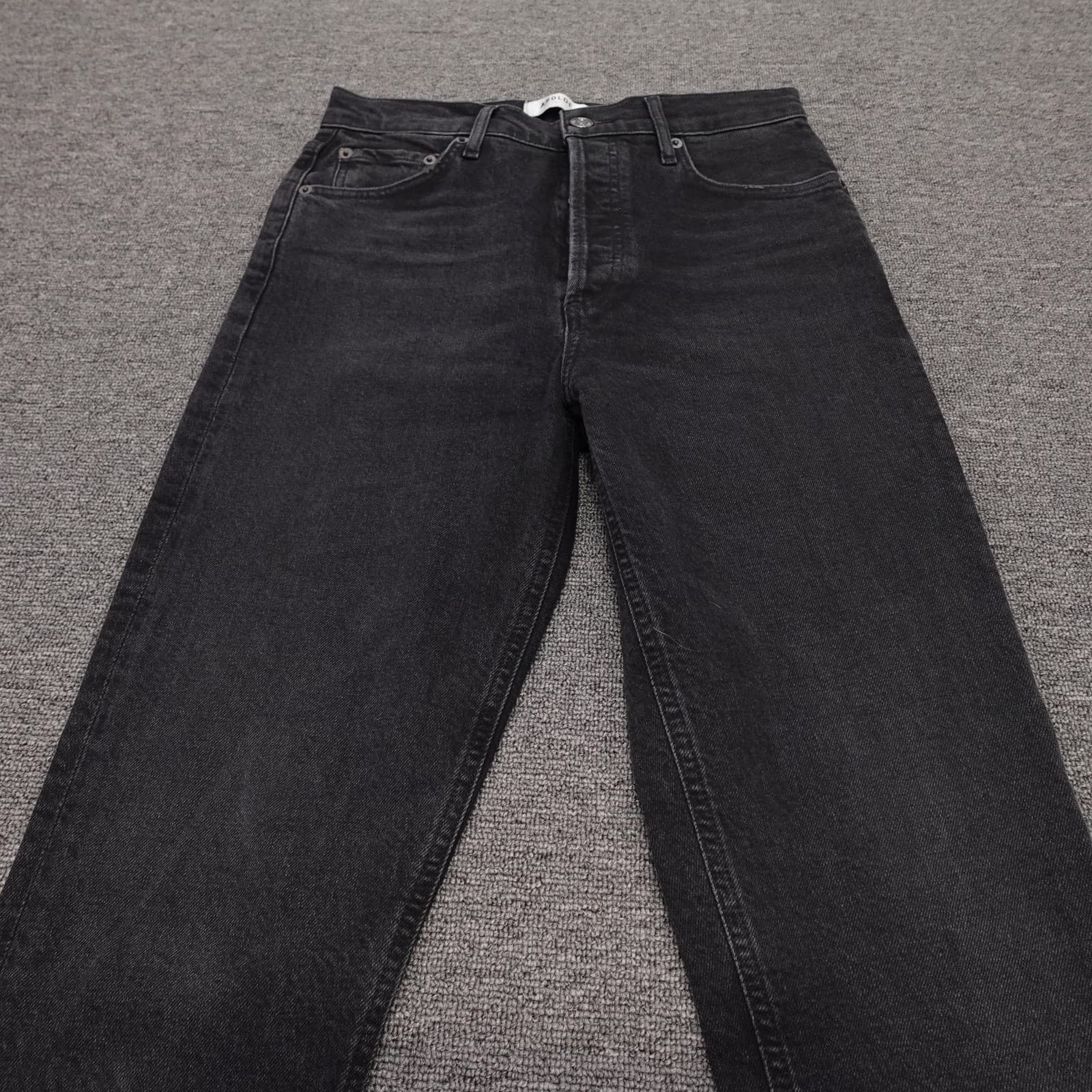 AGOLDE Nico Jeans Womens 27 Black Wash High Rise Slim Straight 27x28 Denim - Thumbnail 2