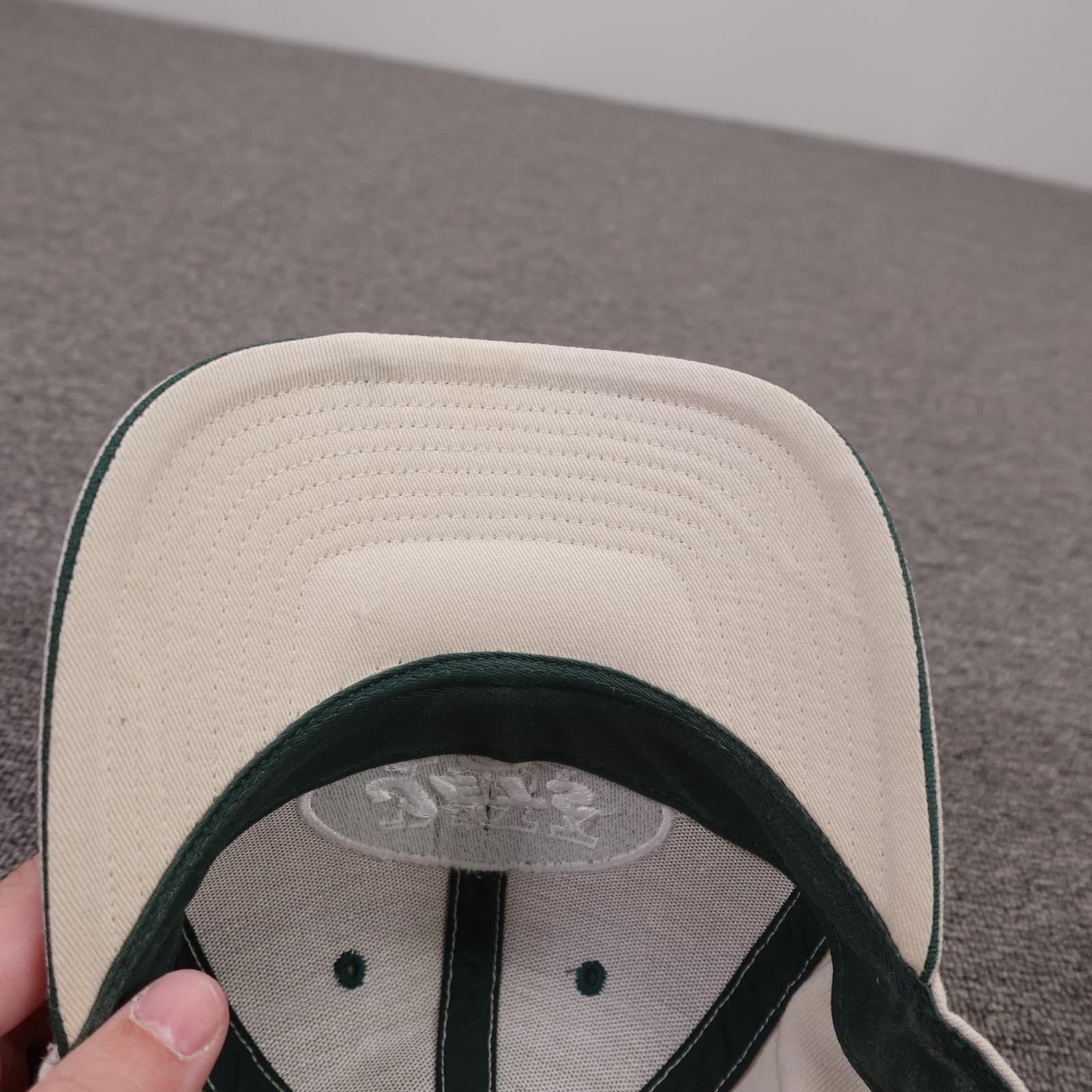 Vintage New York Jets Hat Cap Strap Back Mens 7 3/8 Beige NFL Football Twins - Thumbnail 6
