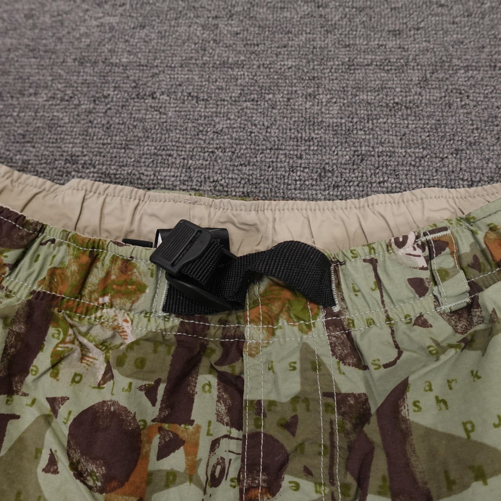 Vintage REI Swim Shorts Mens Large Green Tiki Hawaiian Print Lined Cargo Y2K - Thumbnail 3