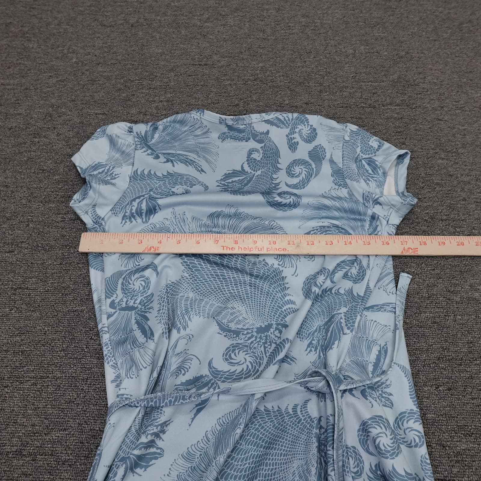 Athleta Dress Womens Small Blue Floral Wrap V Neck Knee Length Tie Waist Travel - Thumbnail 4
