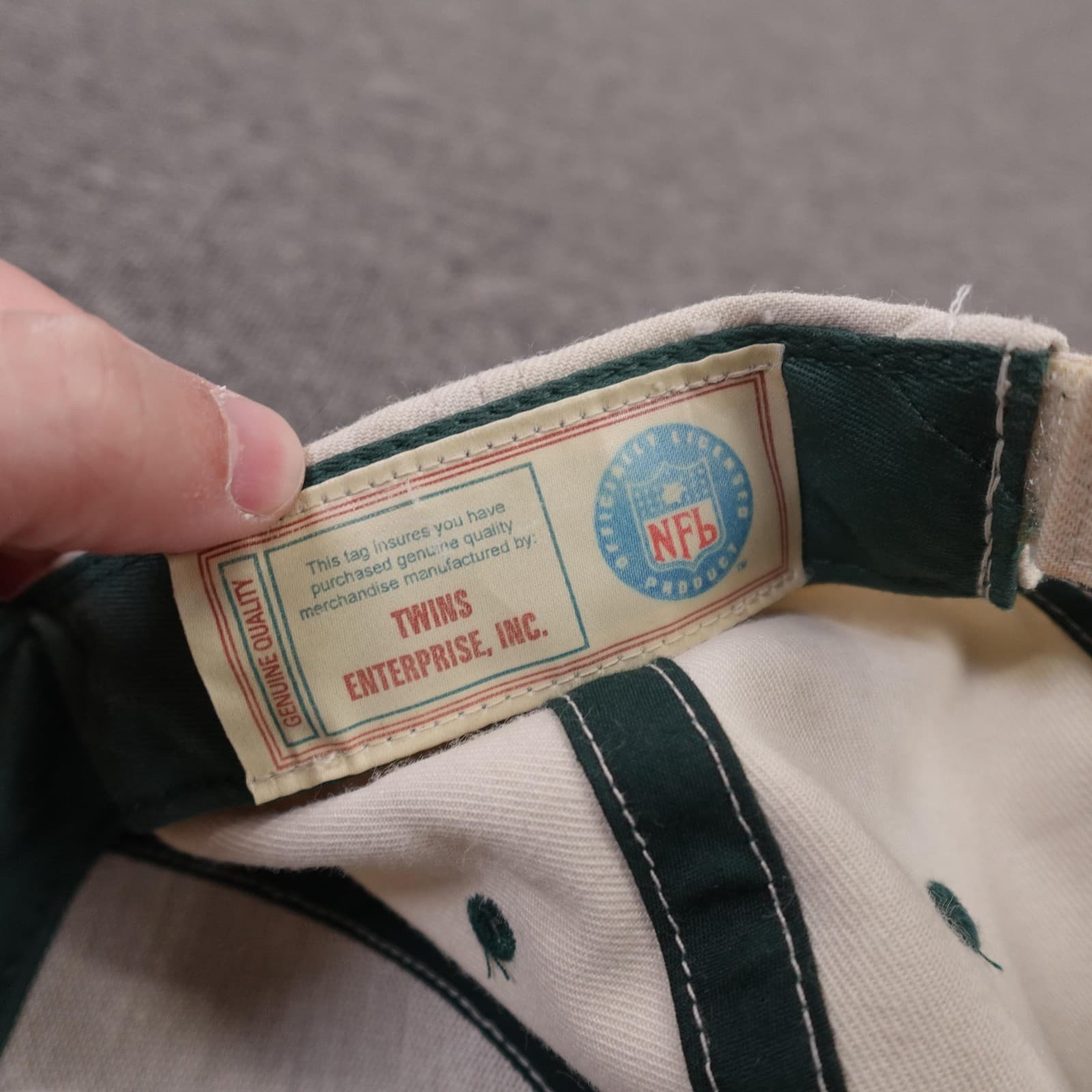 Vintage New York Jets Hat Cap Strap Back Mens 7 3/8 Beige NFL Football Twins - Thumbnail 7