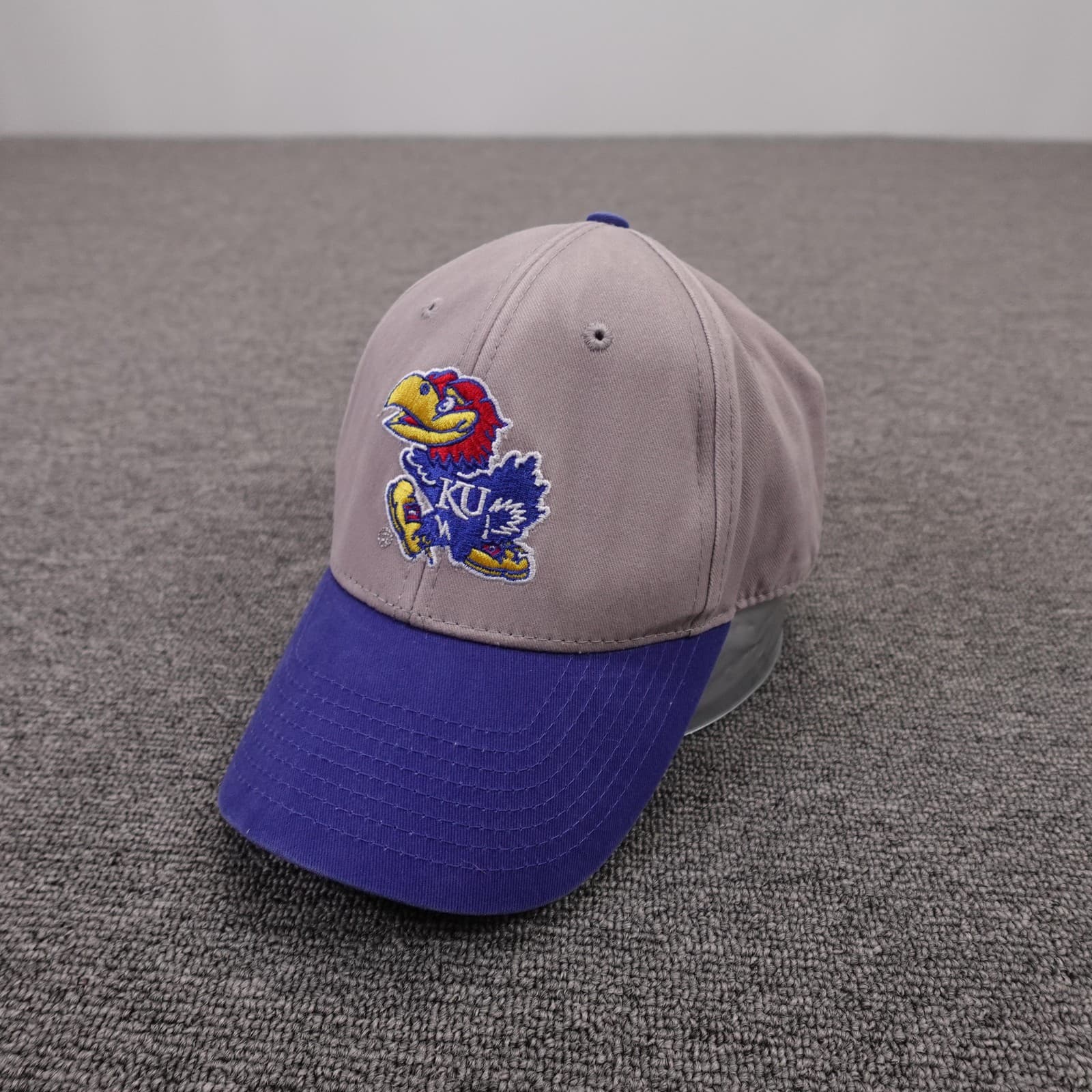 Kansas Jayhawks Hat Cap Strap Back One Size Gray NCAA Basketball Fan Favorite