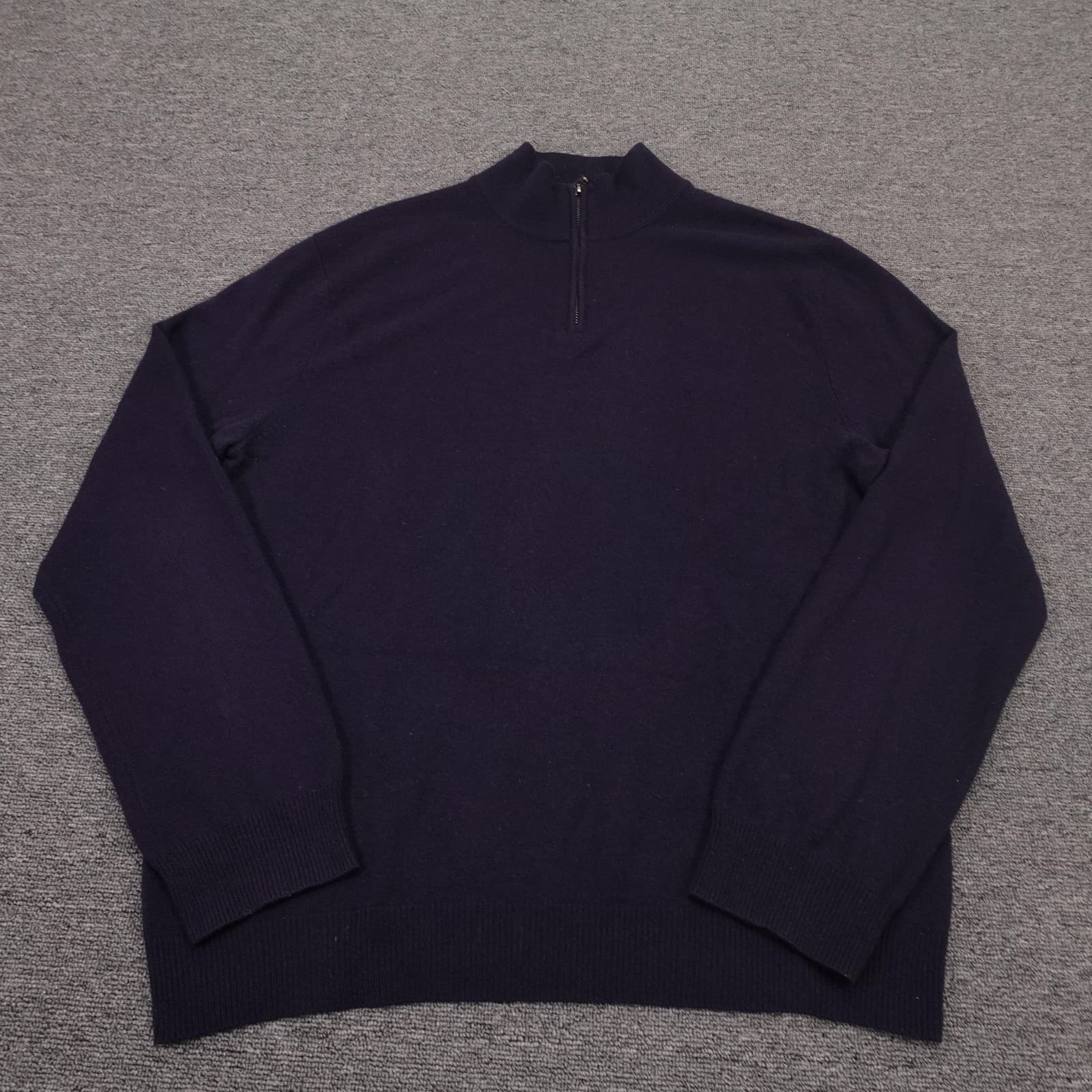 The Men's Store Bloomingdale's Sweater Mens Large Navy Cashmere 1/4 Zip