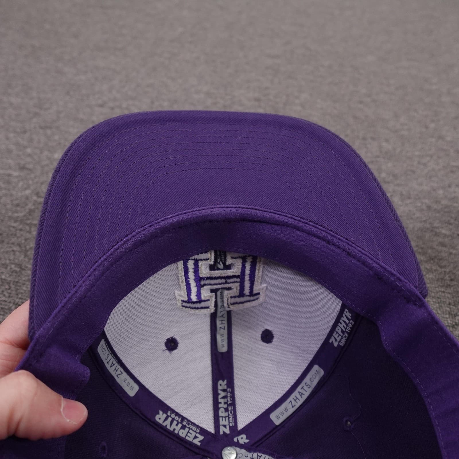 Tigers Hat Cap Fitted Mens Large Purple Baseball Zephyr Embroidered H Logo - Thumbnail 6