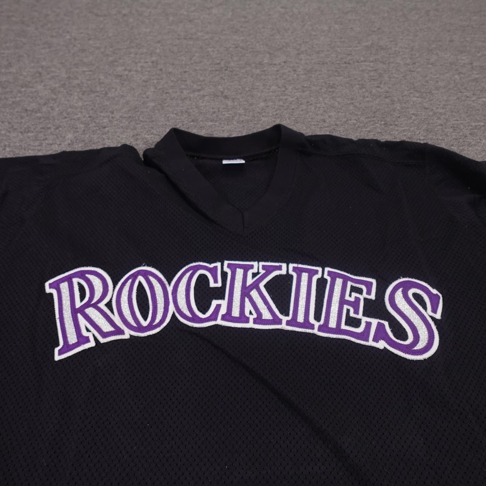 Vintage Colorado Rockies Jersey Mens 44 Black MLB Baseball Russell Athletic 90s - Thumbnail 3