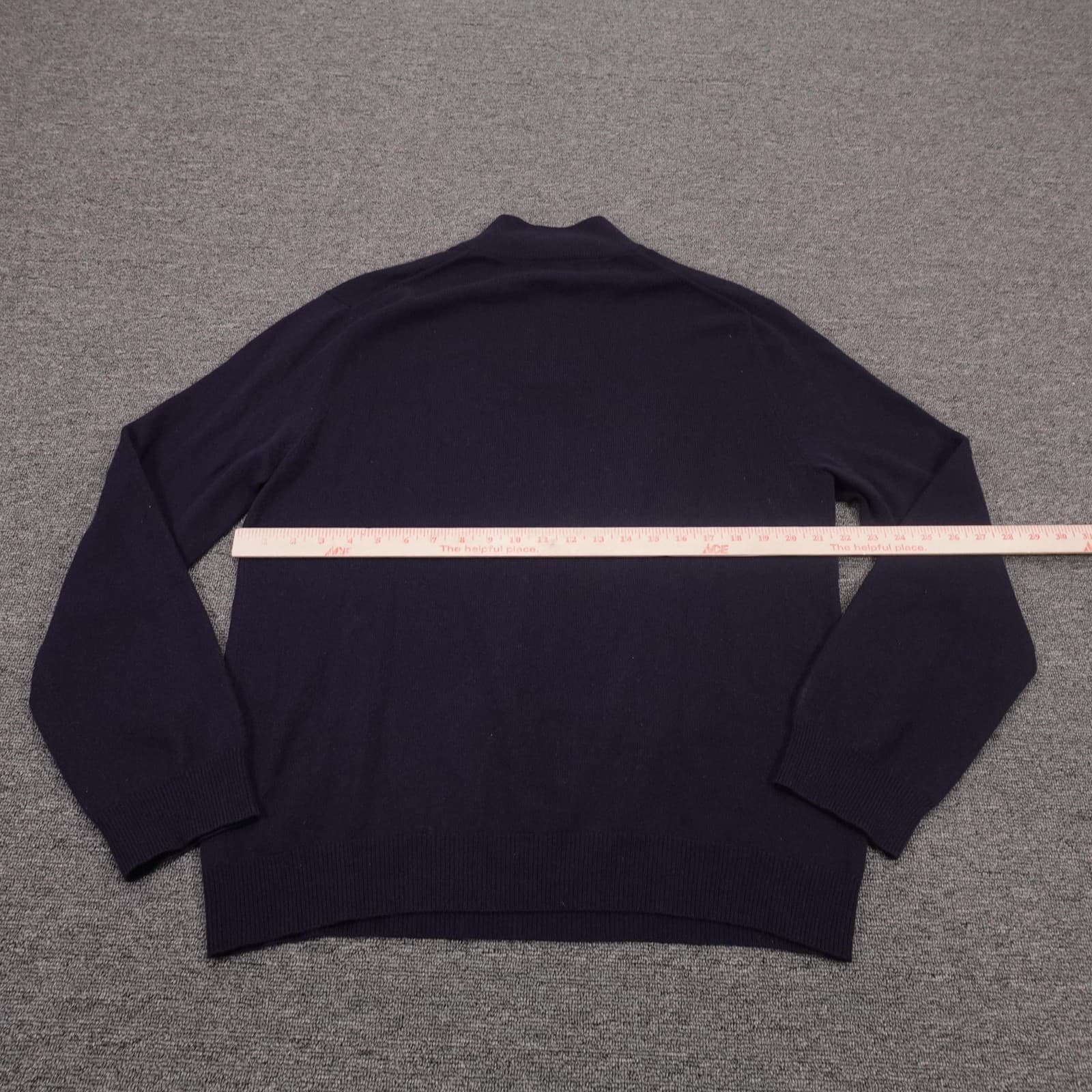 The Men's Store Bloomingdale's Sweater Mens Large Navy Cashmere 1/4 Zip - Thumbnail 4