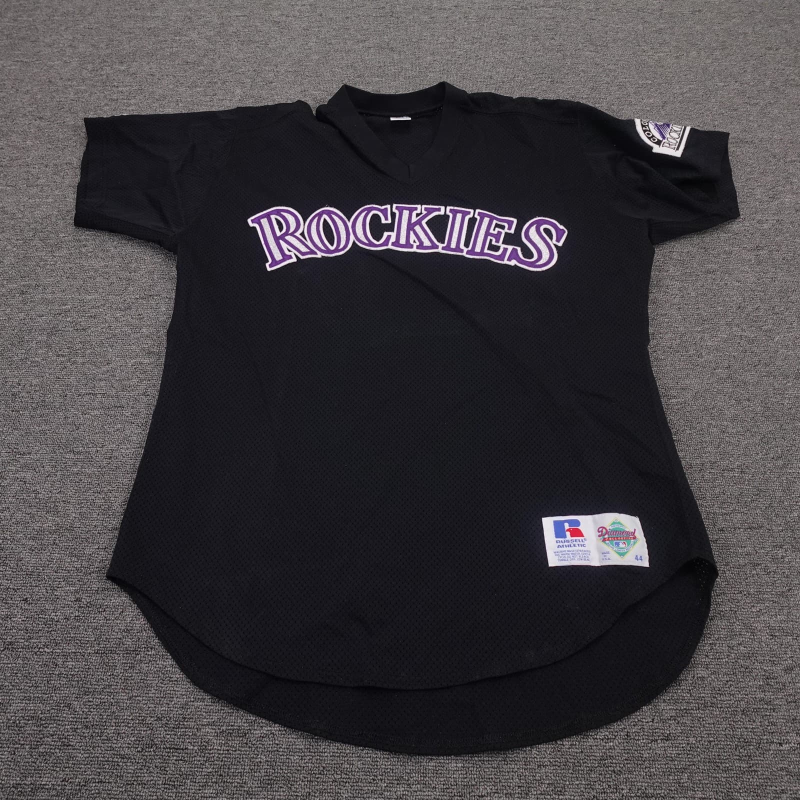 Vintage Colorado Rockies Jersey Mens 44 Black MLB Baseball Russell Athletic 90s