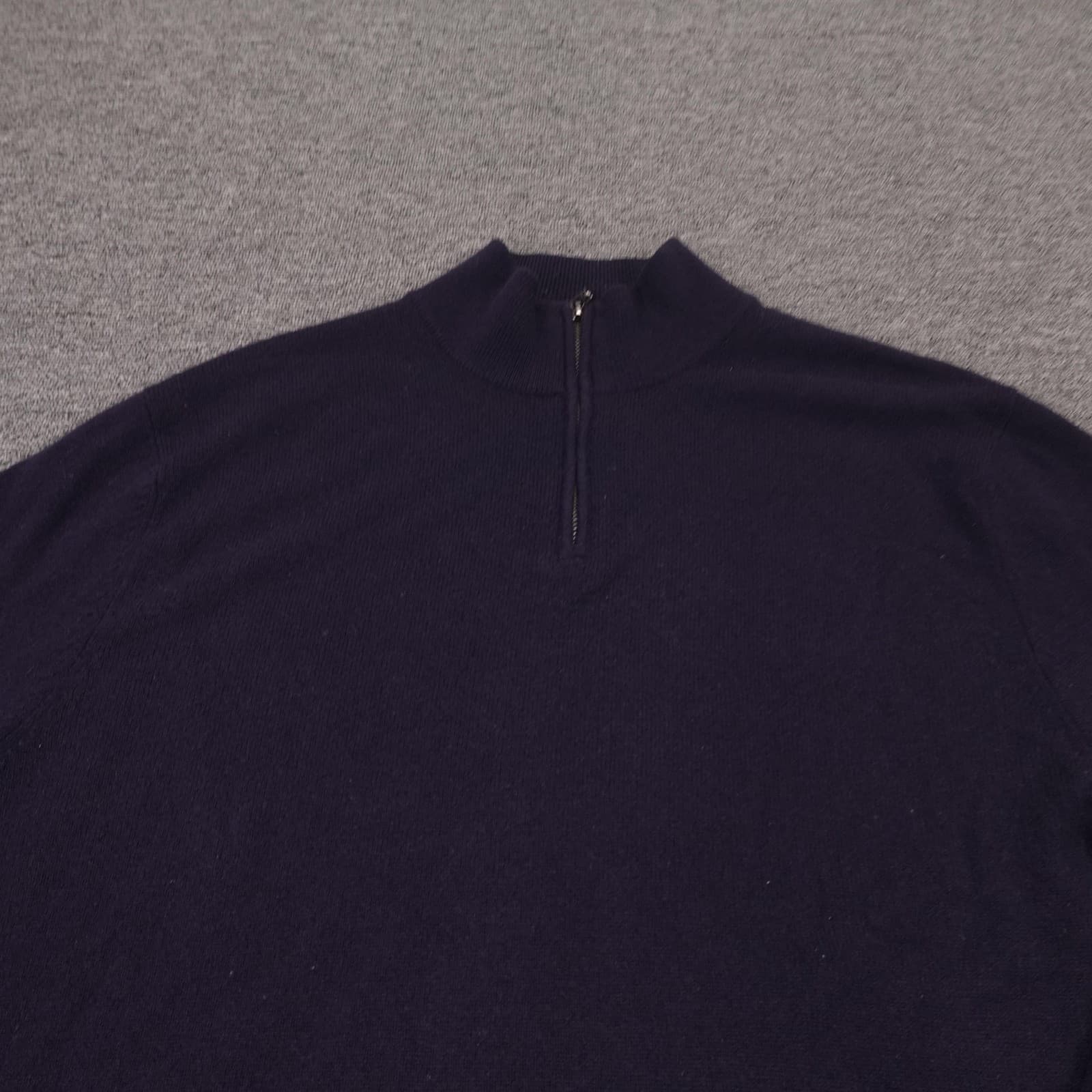 The Men's Store Bloomingdale's Sweater Mens Large Navy Cashmere 1/4 Zip - Thumbnail 2