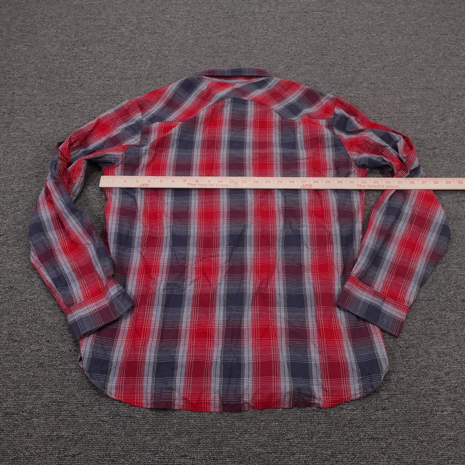 Levis Shirt Mens Large Red Plaid Long Sleeve Western Snap Cowboy Casual - Thumbnail 4