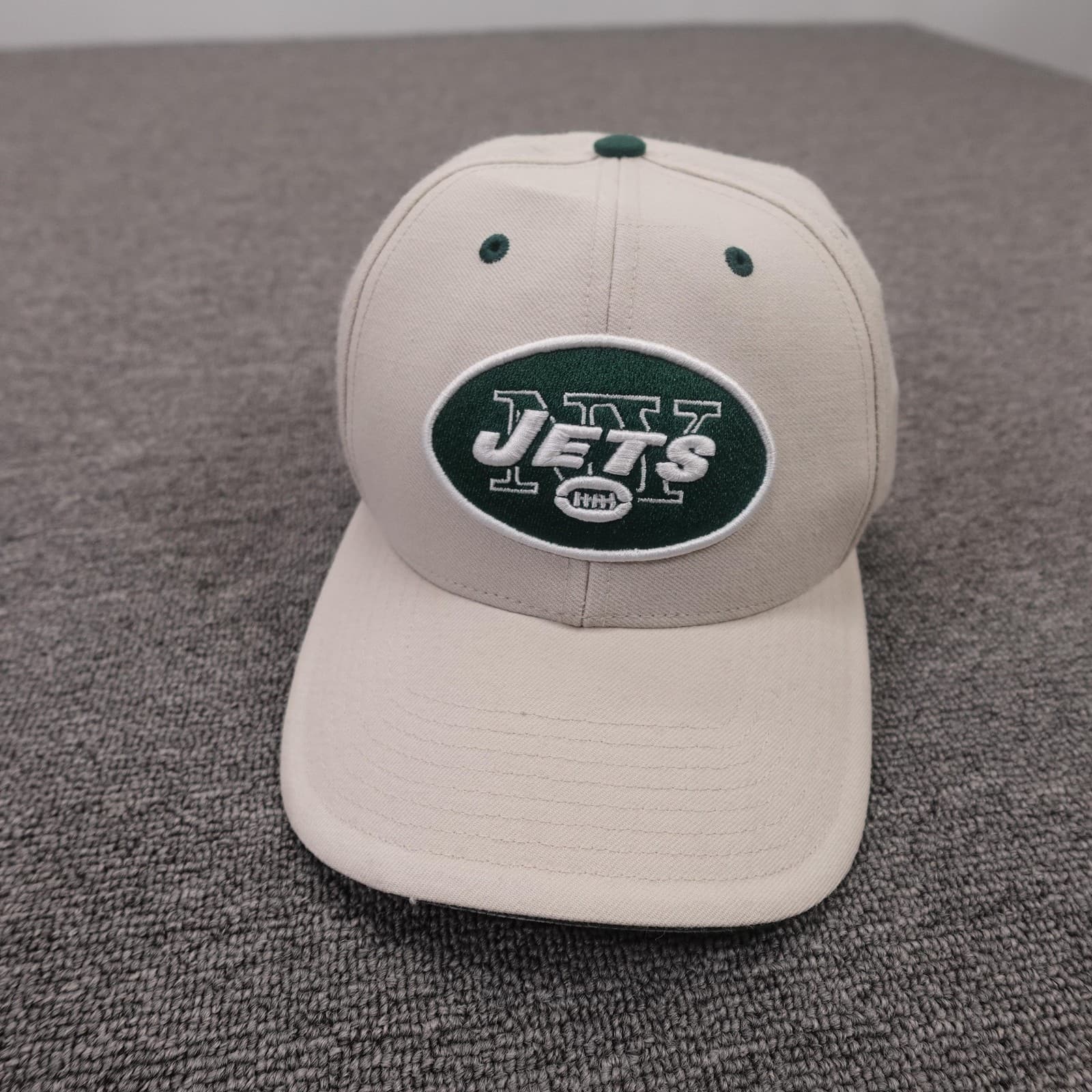 Vintage New York Jets Hat Cap Strap Back Mens 7 3/8 Beige NFL Football Twins - Thumbnail 2