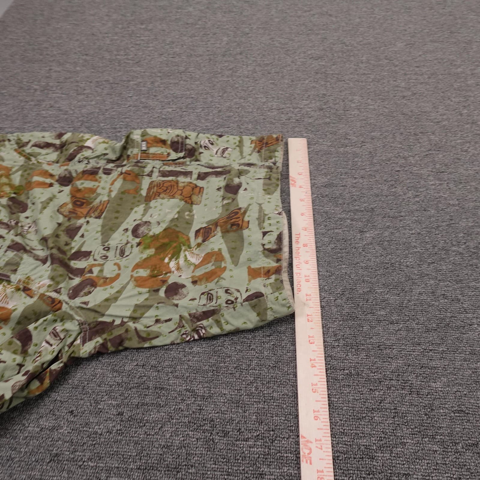Vintage REI Swim Shorts Mens Large Green Tiki Hawaiian Print Lined Cargo Y2K - Thumbnail 10