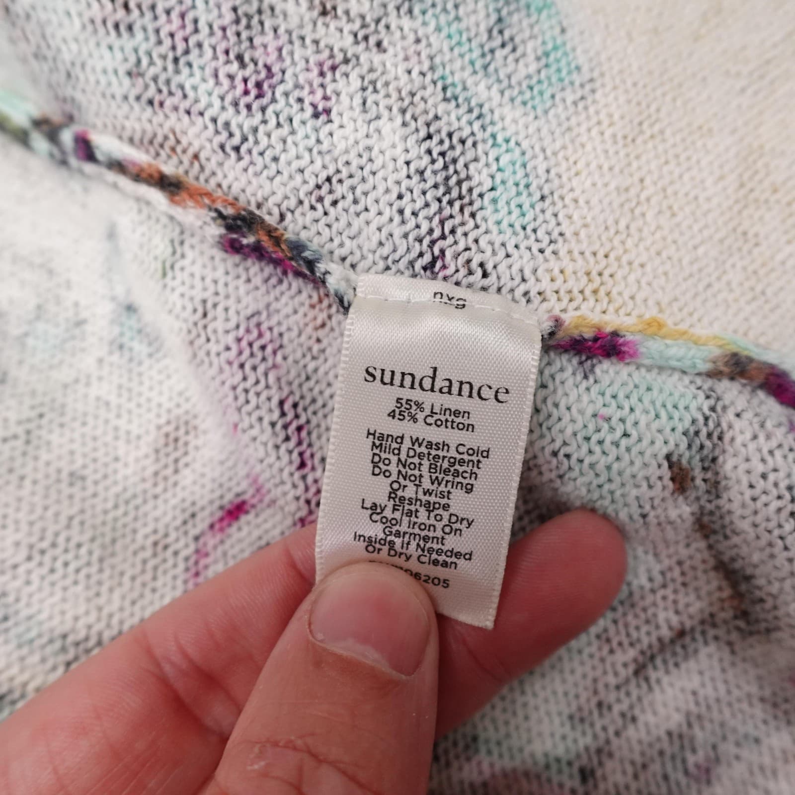 Sundance Cardigan Sweater Womens XS Multicolor Paisley Linen Cotton Open Front - Thumbnail 7