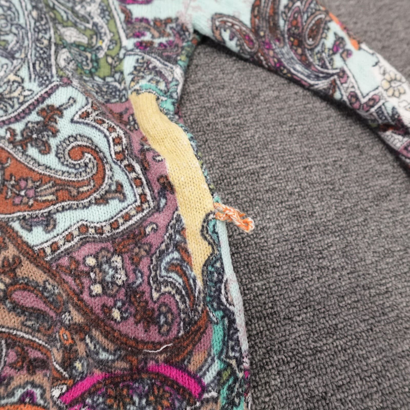 Sundance Cardigan Sweater Womens XS Multicolor Paisley Linen Cotton Open Front - Thumbnail 8