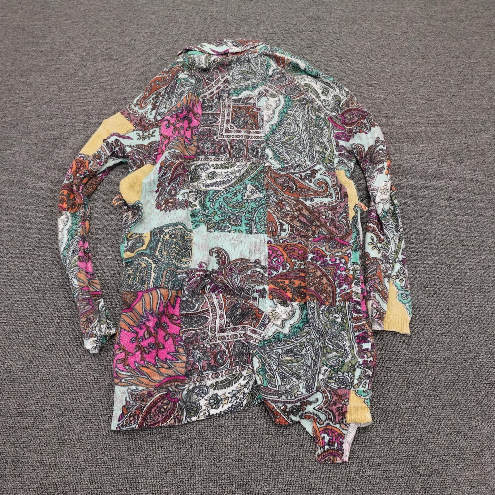 Sundance Cardigan Sweater Womens XS Multicolor Paisley Linen Cotton Open Front - Thumbnail 10