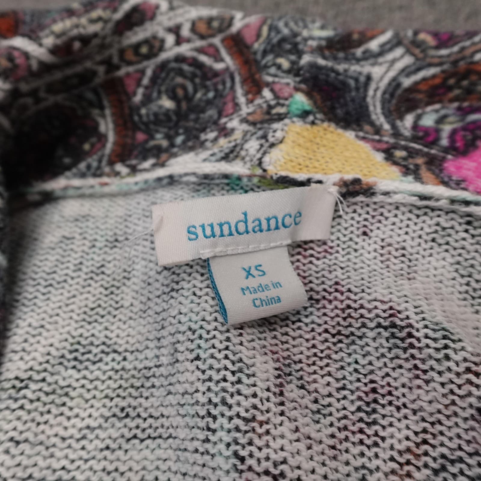 Sundance Cardigan Sweater Womens XS Multicolor Paisley Linen Cotton Open Front - Thumbnail 4