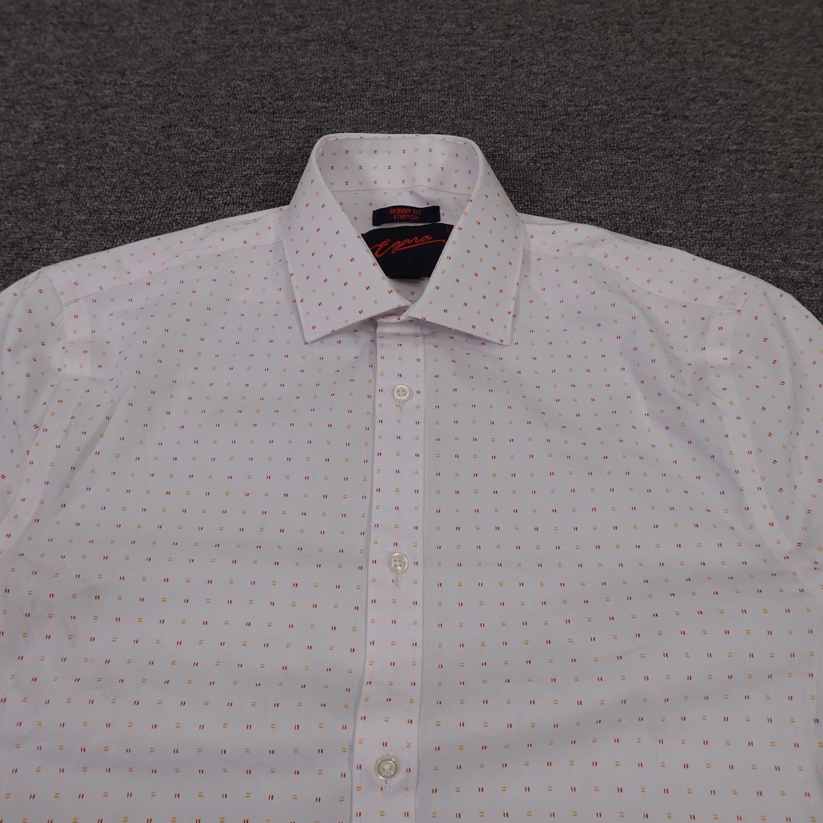 Egara Shirt Mens 15.5 32/33 White Geometric Stretch Slim Fit Dress Long Sleeve - Thumbnail 2