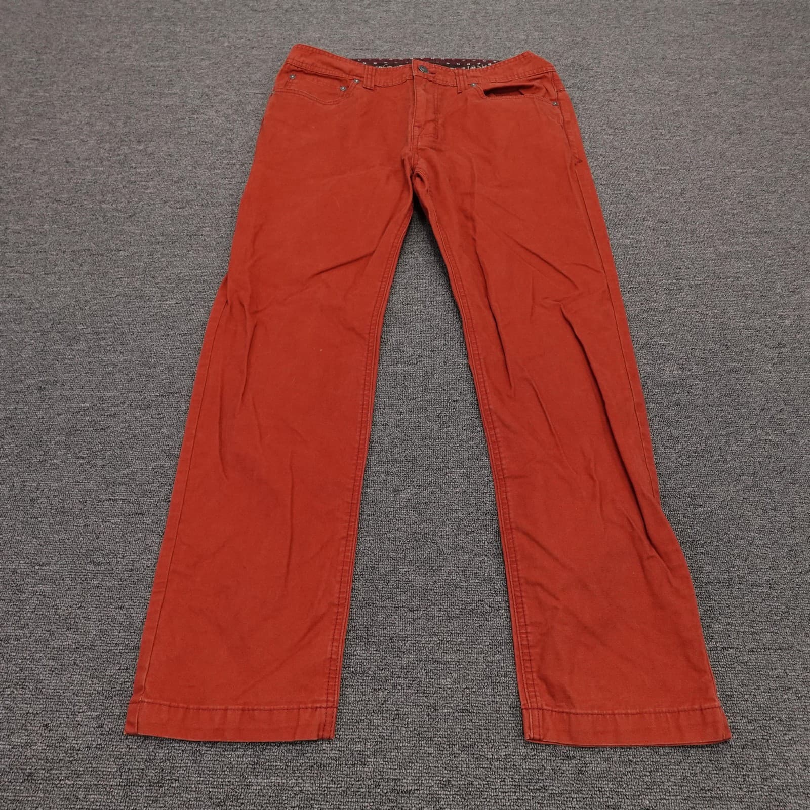 PrAna Pants Mens 34x29 Orange Slim Fit Organic Cotton Stretch Chino Casual