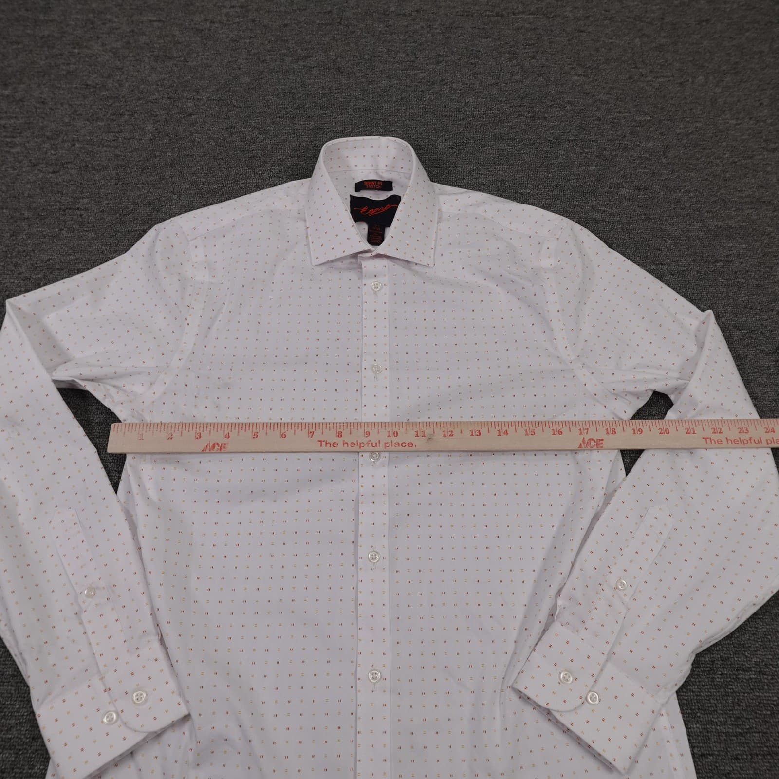 Egara Shirt Mens 15.5 32/33 White Geometric Stretch Slim Fit Dress Long Sleeve - Thumbnail 4