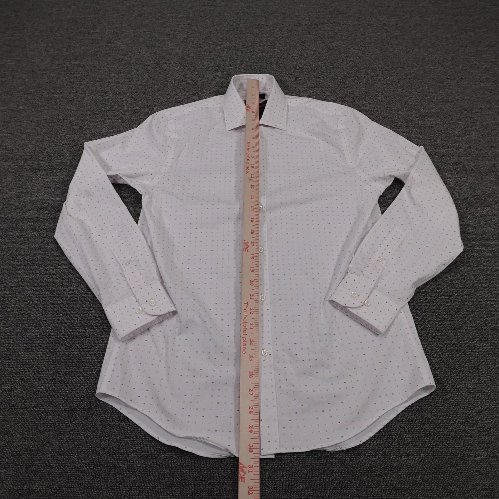 Egara Shirt Mens 15.5 32/33 White Geometric Stretch Slim Fit Dress Long Sleeve - Thumbnail 5