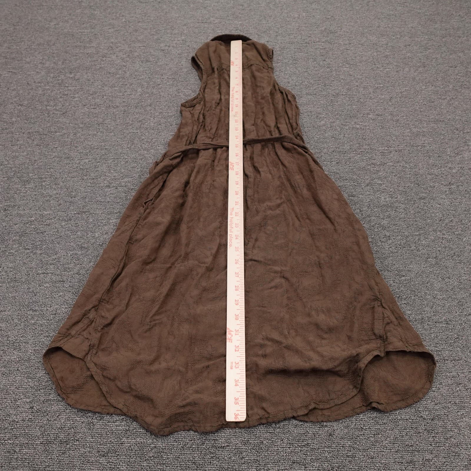Anthropologie Dress Womens Petite XSP Green Linen Rayon Sleeveless Shirt Maxi - Thumbnail 6