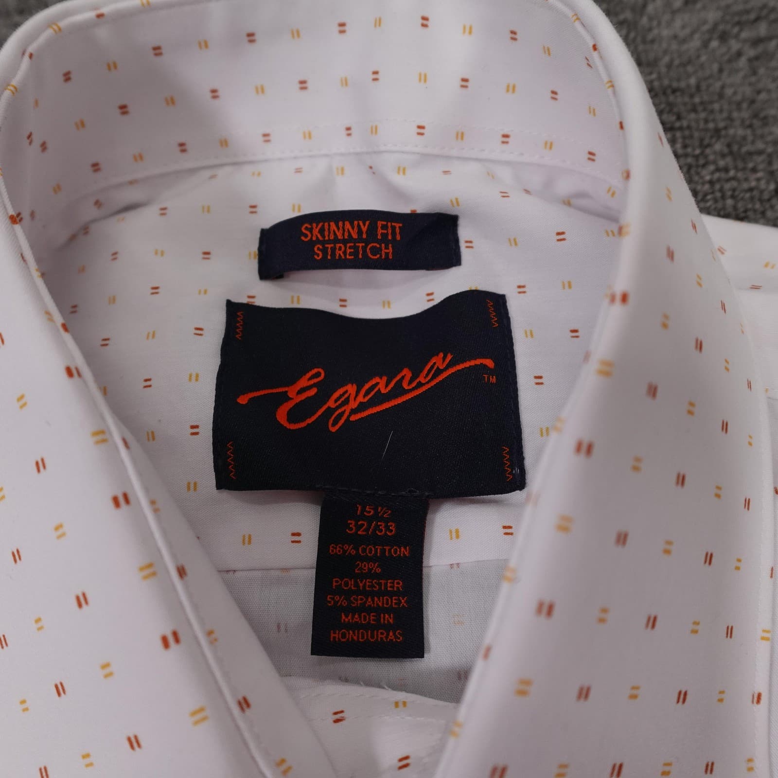 Egara Shirt Mens 15.5 32/33 White Geometric Stretch Slim Fit Dress Long Sleeve - Thumbnail 3