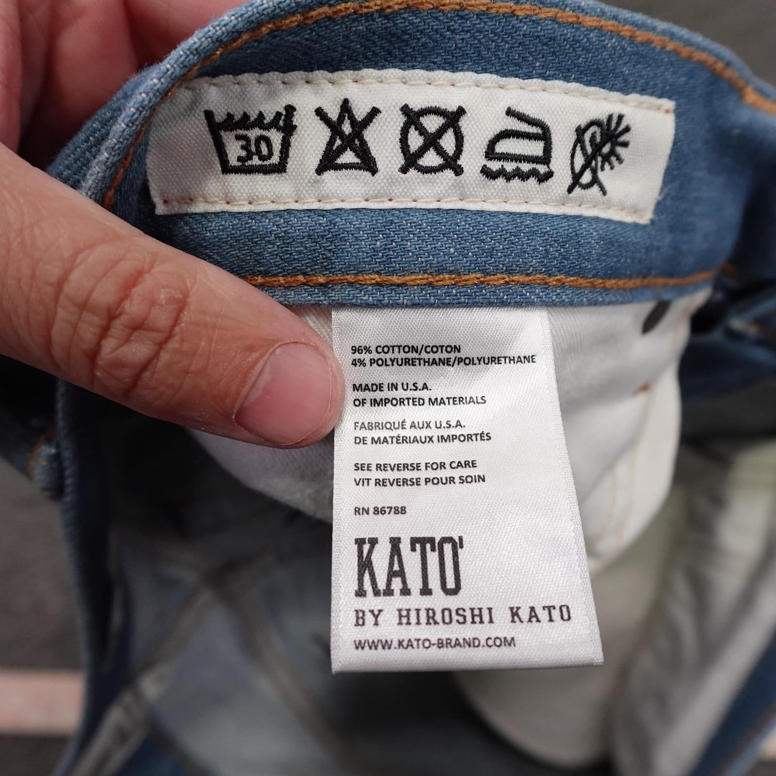 KATO' By Hiroshi Kato The Pen Slim Jeans Mens 31x32 Blue Raw Stretch Denim Pants - Thumbnail 9