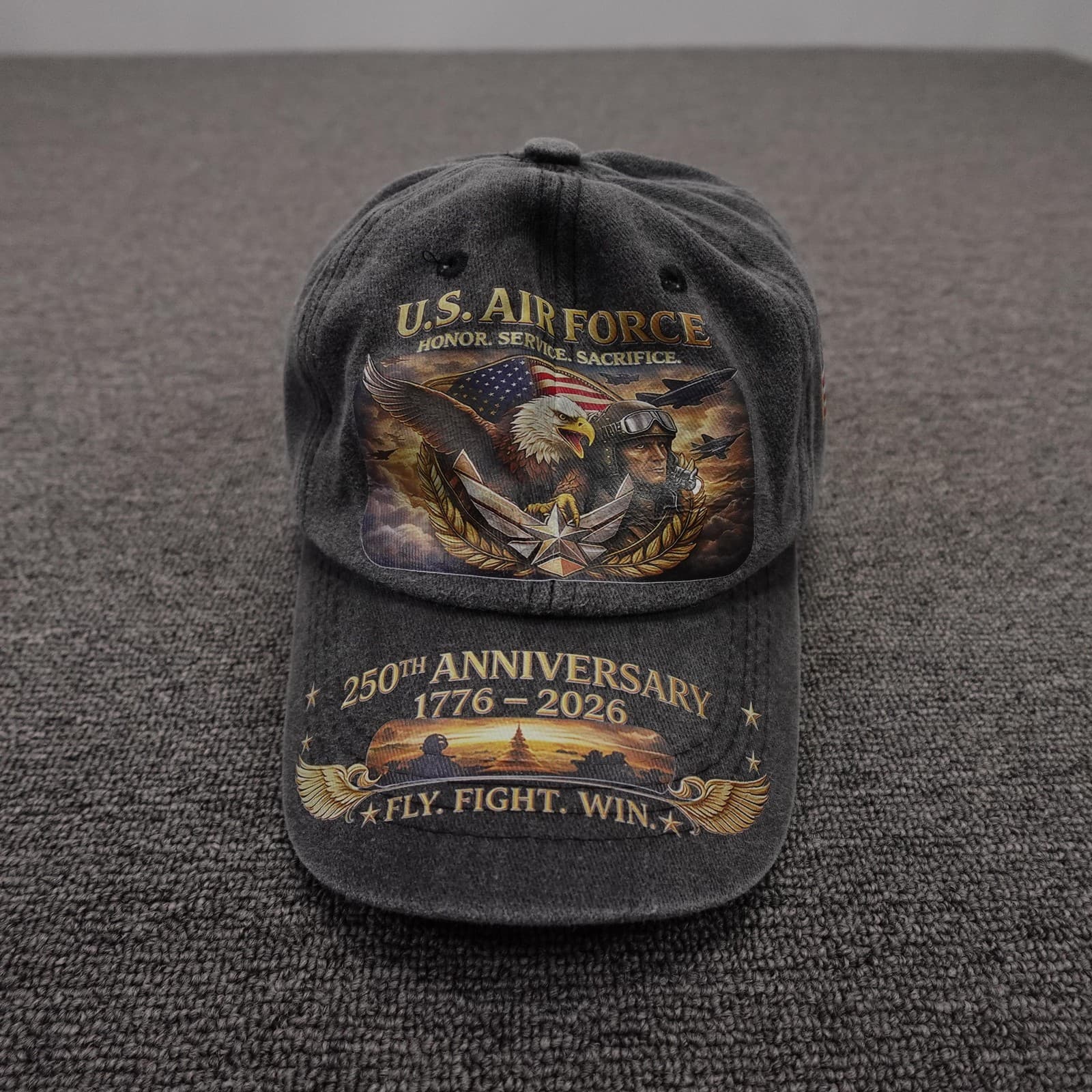 U.S. Air Force Hat Cap Strap Back Mens One Size Gray Baseball 250th Anniversary