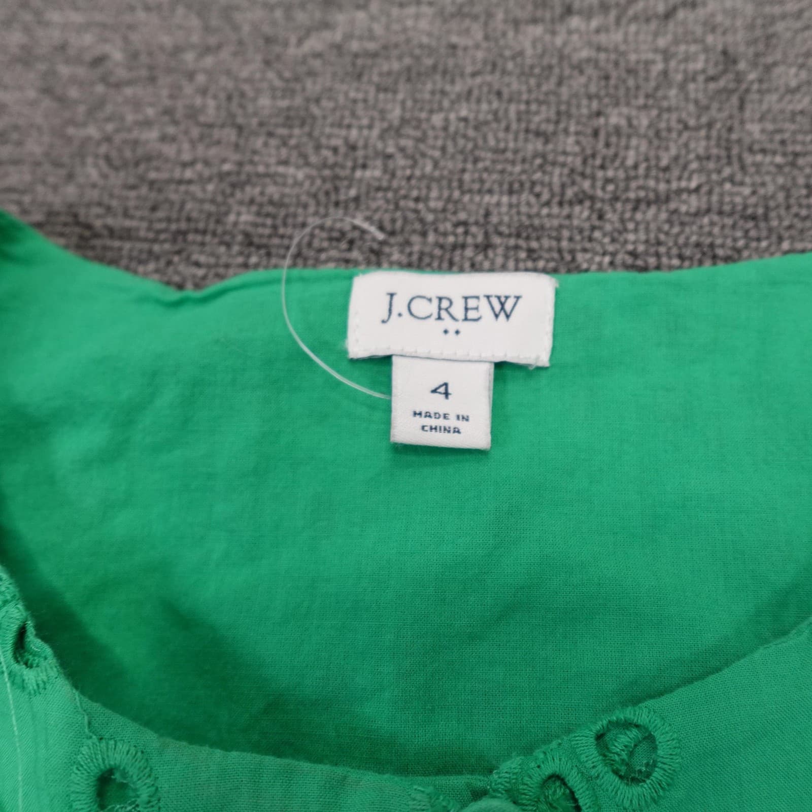 J.Crew Dress Womens 4 Green Eyelet Floral Ruffle Sleeve Midi Lined Sundress - Thumbnail 3