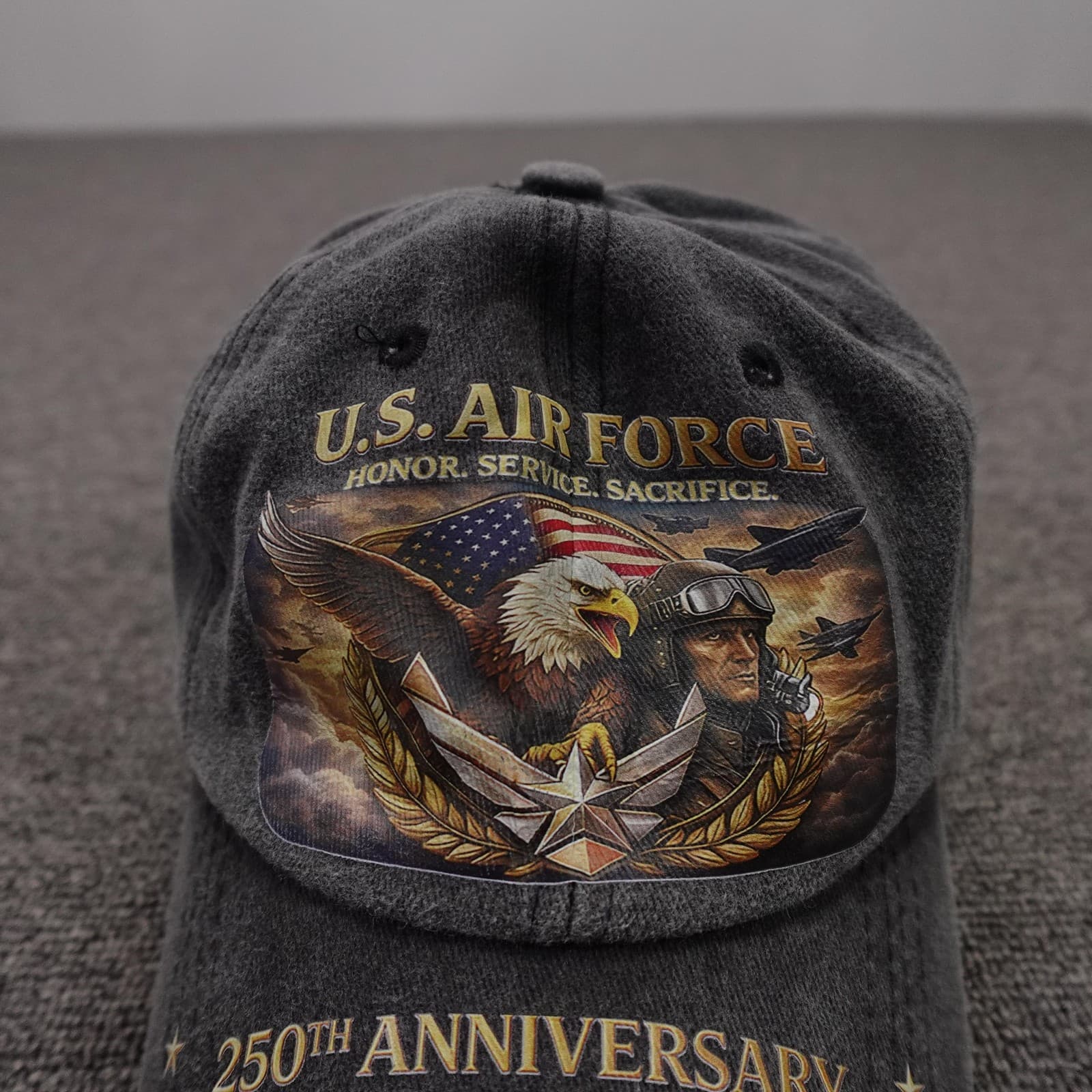 U.S. Air Force Hat Cap Strap Back Mens One Size Gray Baseball 250th Anniversary - Thumbnail 2