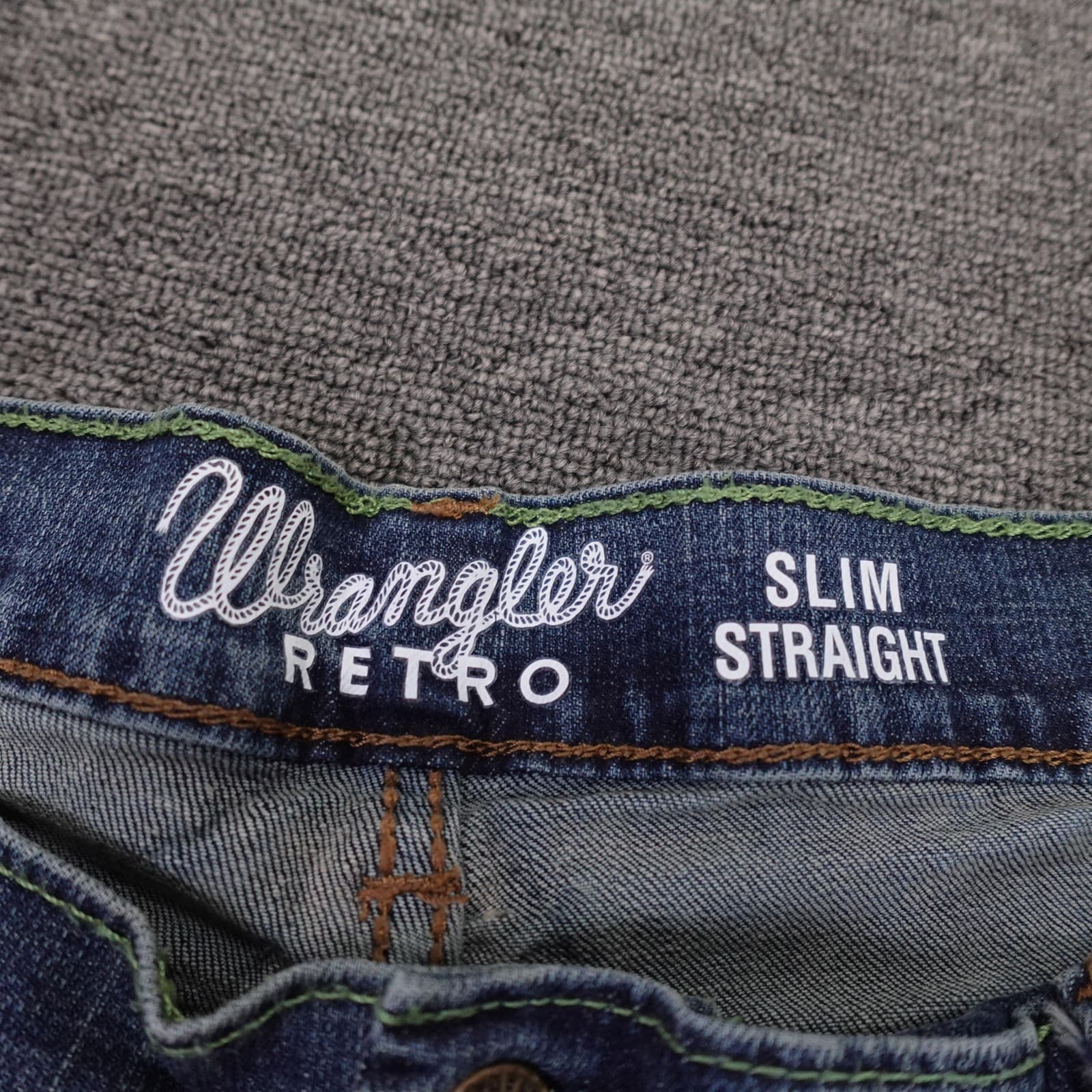 Wrangler Retro Slim Straight Jeans Mens 38x26 Blue Medium Wash Stretch Denim - Thumbnail 3