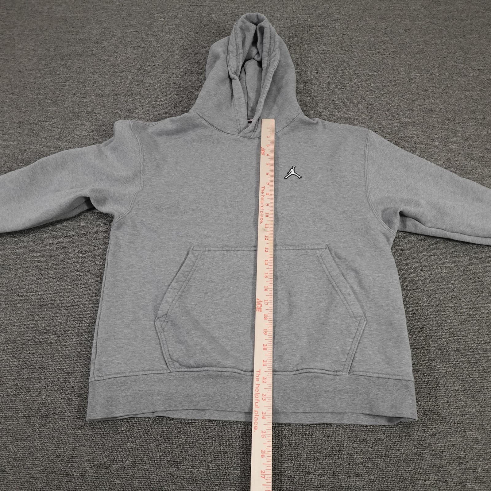 Jordan Hoodie Youth Medium Gray Jumpman Logo Fleece Pullover Sweatshirt - Thumbnail 6