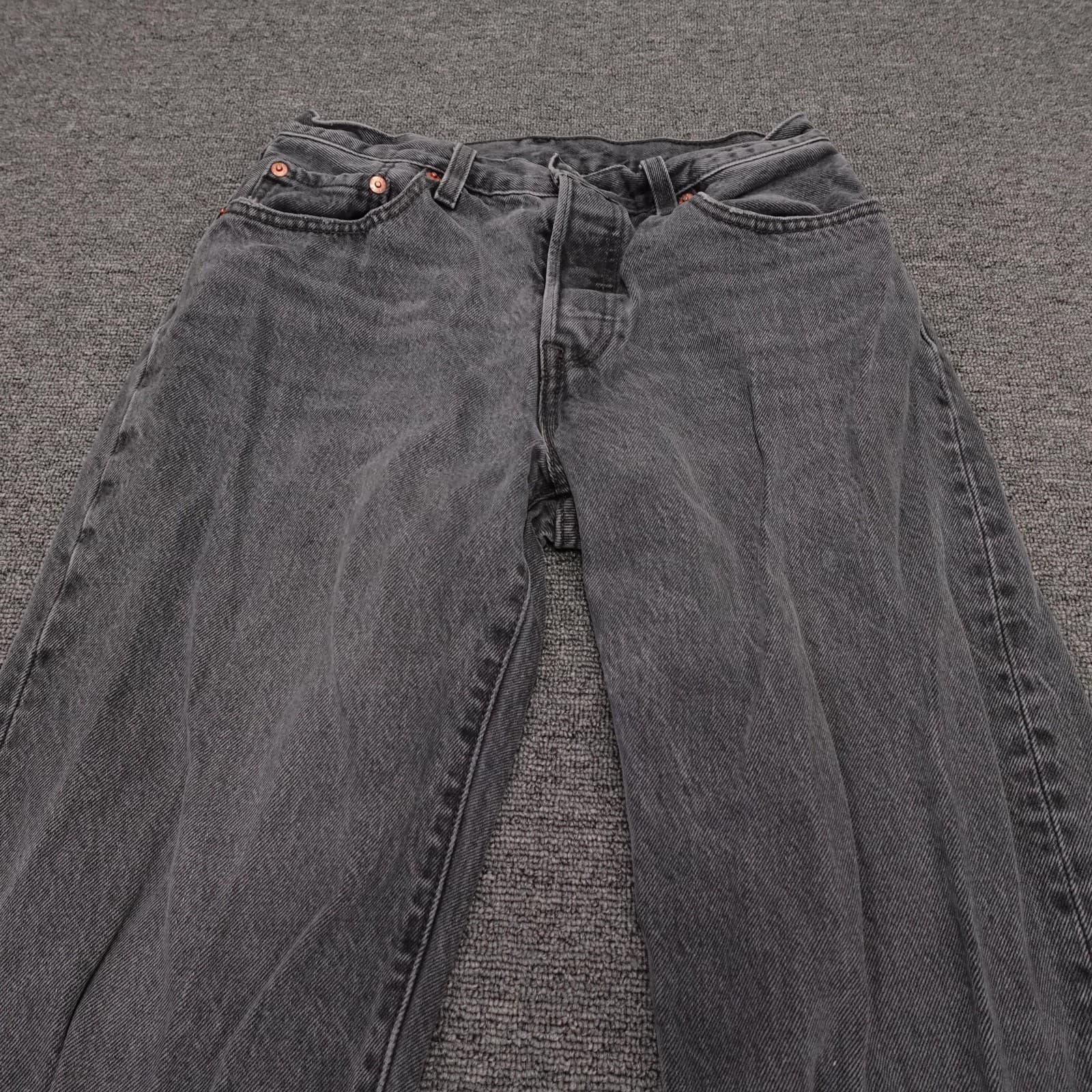 Levis 501 Jeans Womens 26 Gray High Rise Straight Button Fly 26x30 Premium Denim - Thumbnail 2