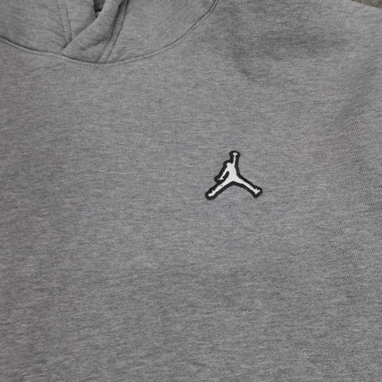 Jordan Hoodie Youth Medium Gray Jumpman Logo Fleece Pullover Sweatshirt - Thumbnail 3