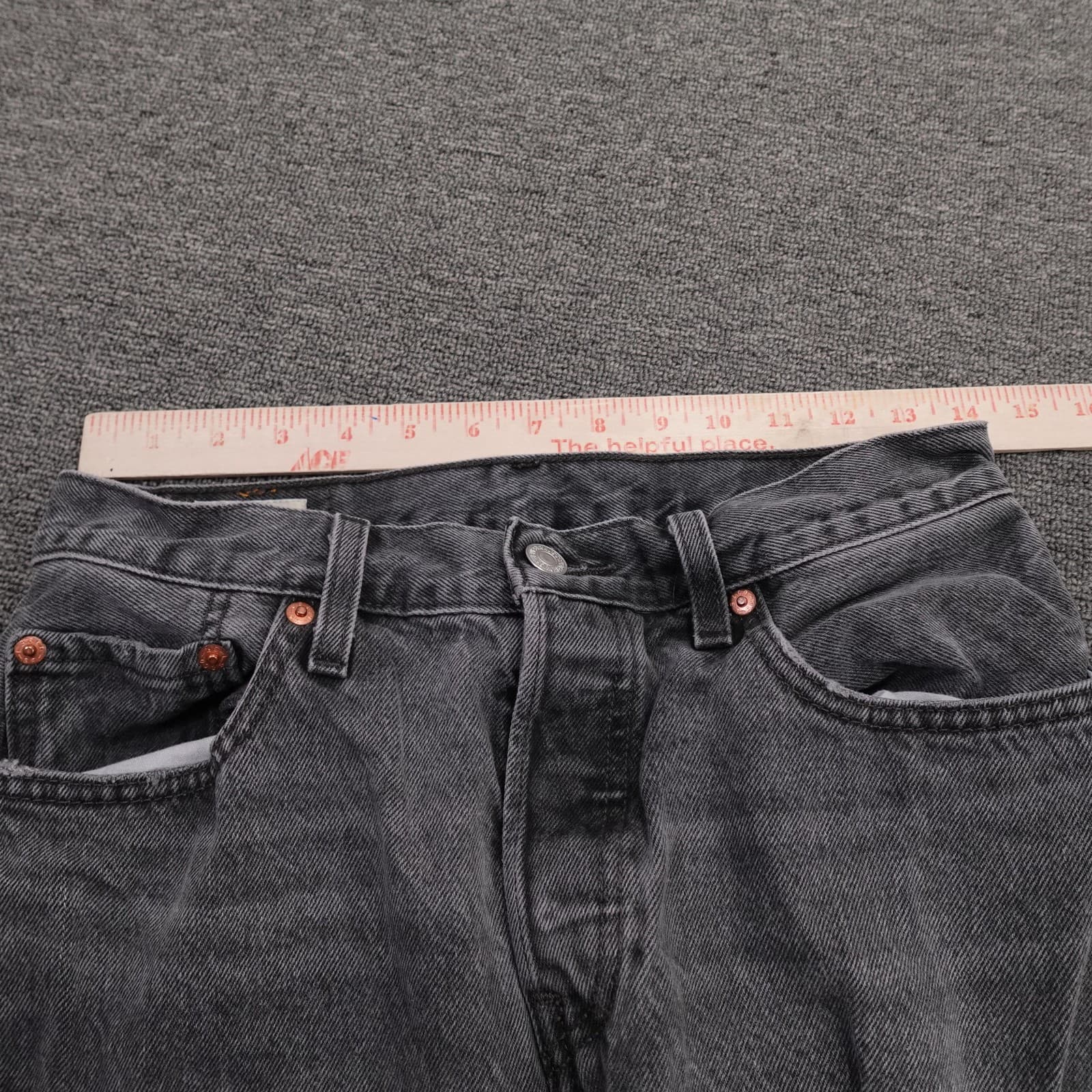Levis 501 Jeans Womens 26 Gray High Rise Straight Button Fly 26x30 Premium Denim - Thumbnail 13