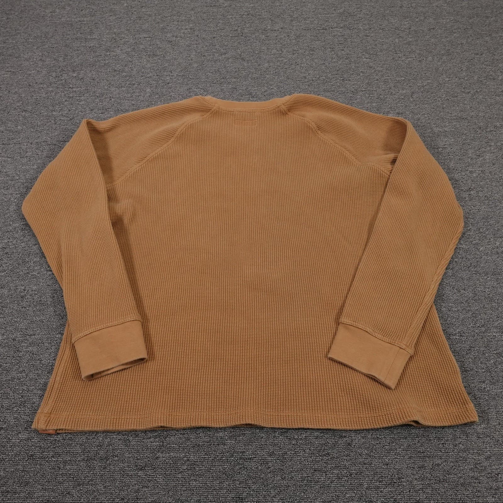 LL Bean Sweater Mens 2XL Brown Waffle Knit Crewneck Heavyweight Cotton Thermal - Thumbnail 6