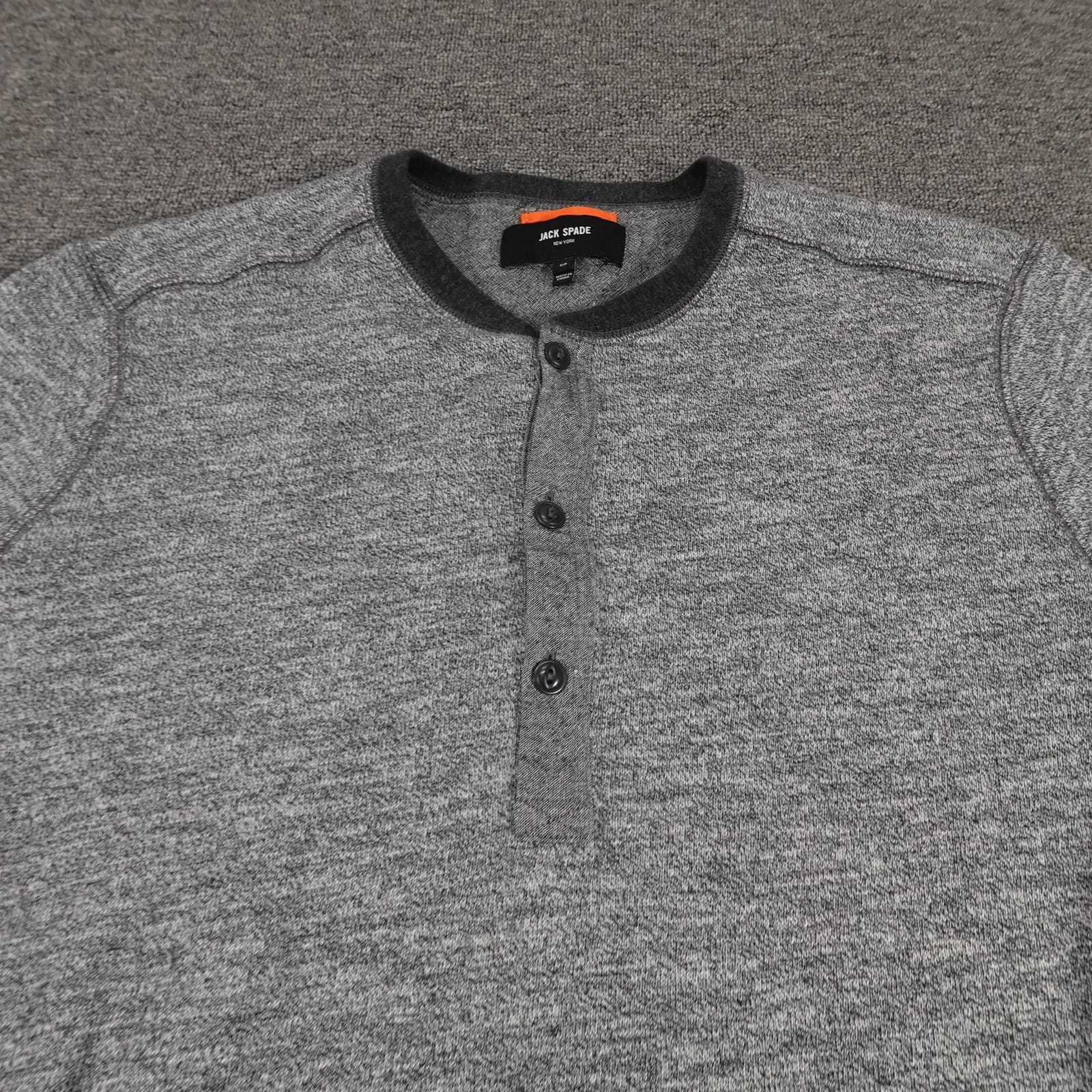 Jack Spade Shirt Mens Small Gray Long Sleeve Henley Knit Crewneck Casual - Thumbnail 2