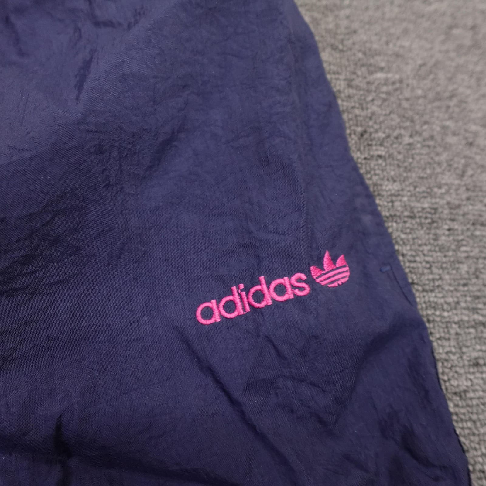 Vintage Adidas Track Pants Mens Medium Blue Nylon Trefoil Ankle Zip 90s - Thumbnail 5