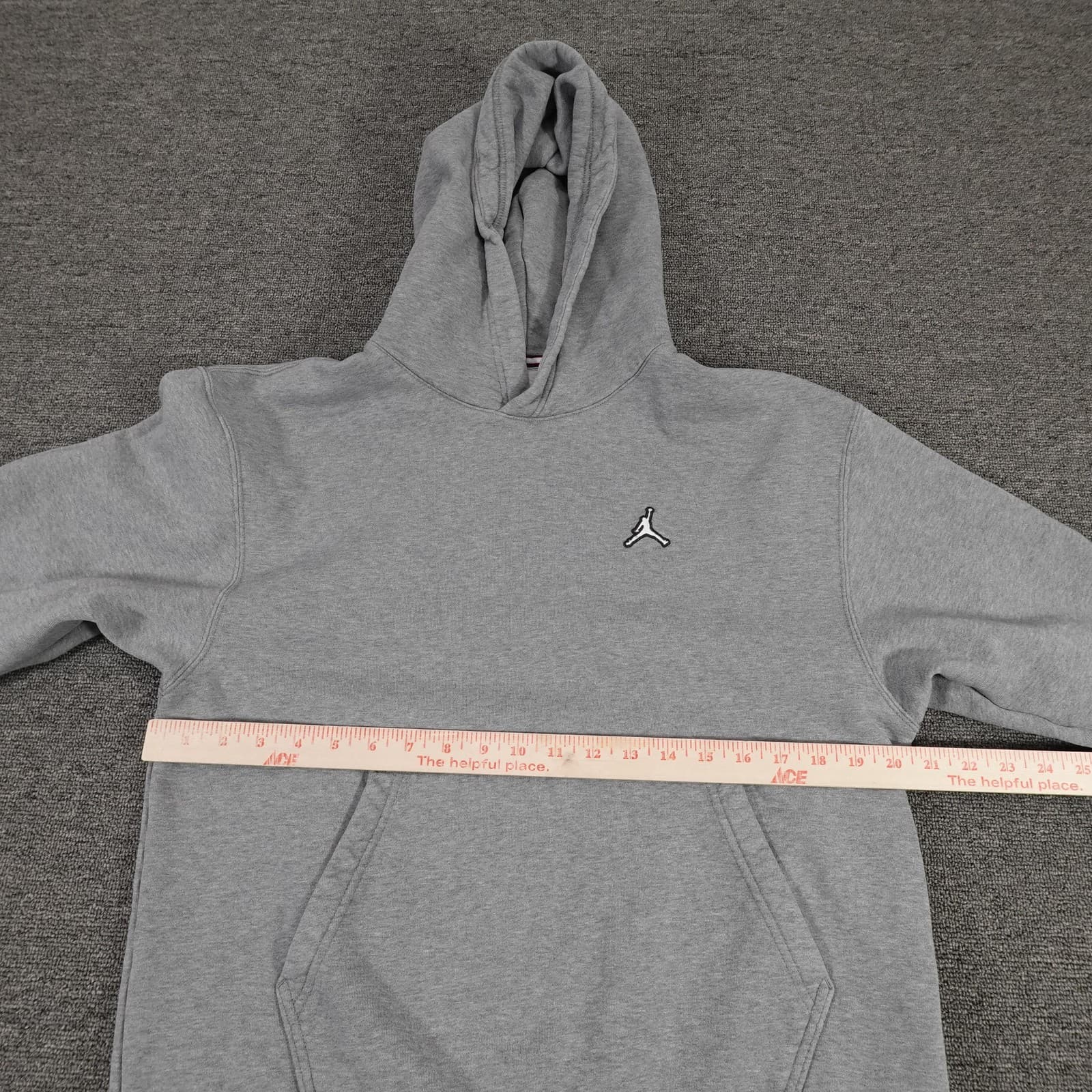Jordan Hoodie Youth Medium Gray Jumpman Logo Fleece Pullover Sweatshirt - Thumbnail 4
