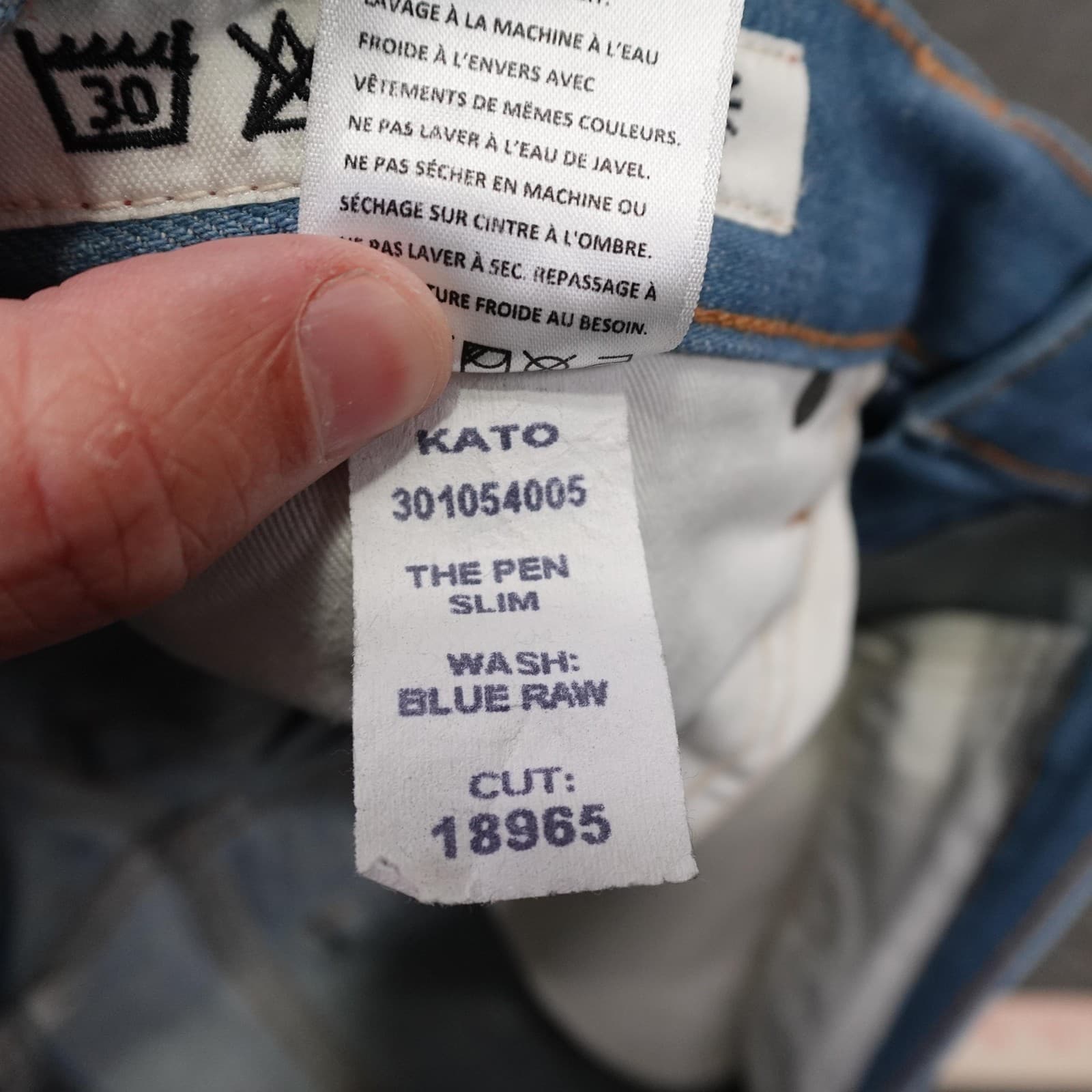 KATO' By Hiroshi Kato The Pen Slim Jeans Mens 31x32 Blue Raw Stretch Denim Pants - Thumbnail 10
