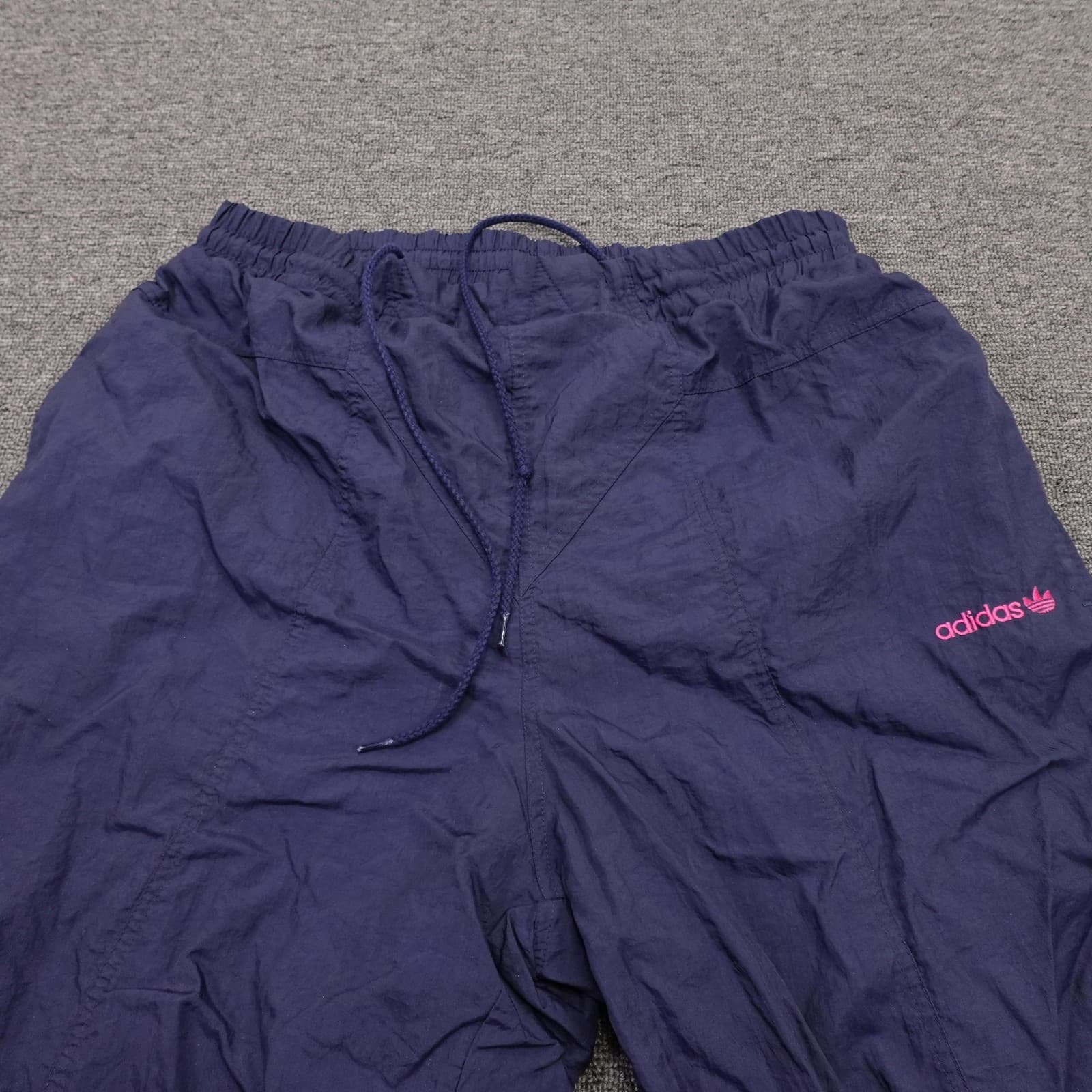 Vintage Adidas Track Pants Mens Medium Blue Nylon Trefoil Ankle Zip 90s - Thumbnail 4