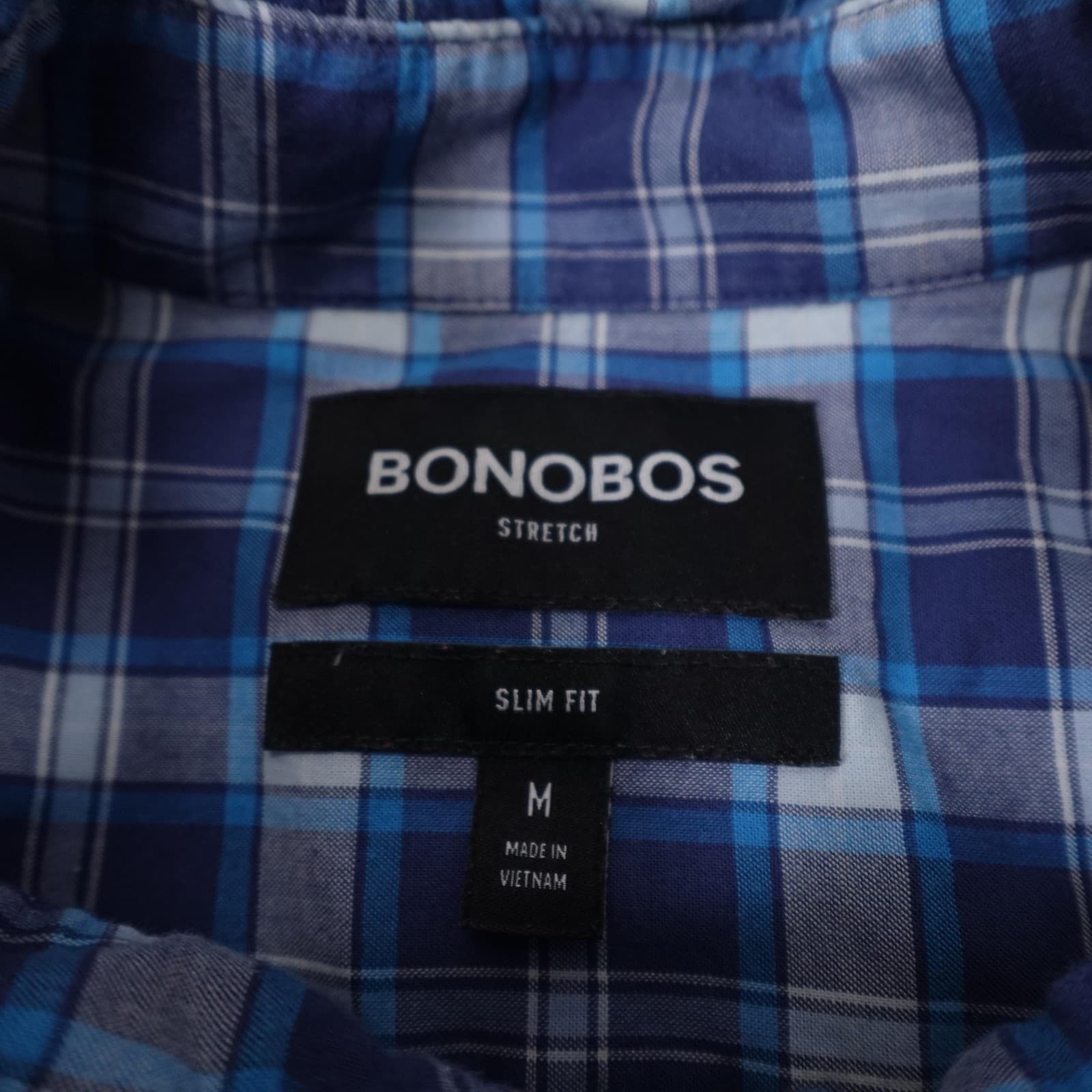 Bonobos Shirt Mens Medium Blue Plaid Long Sleeve Button Up Slim Fit Stretch - Thumbnail 2