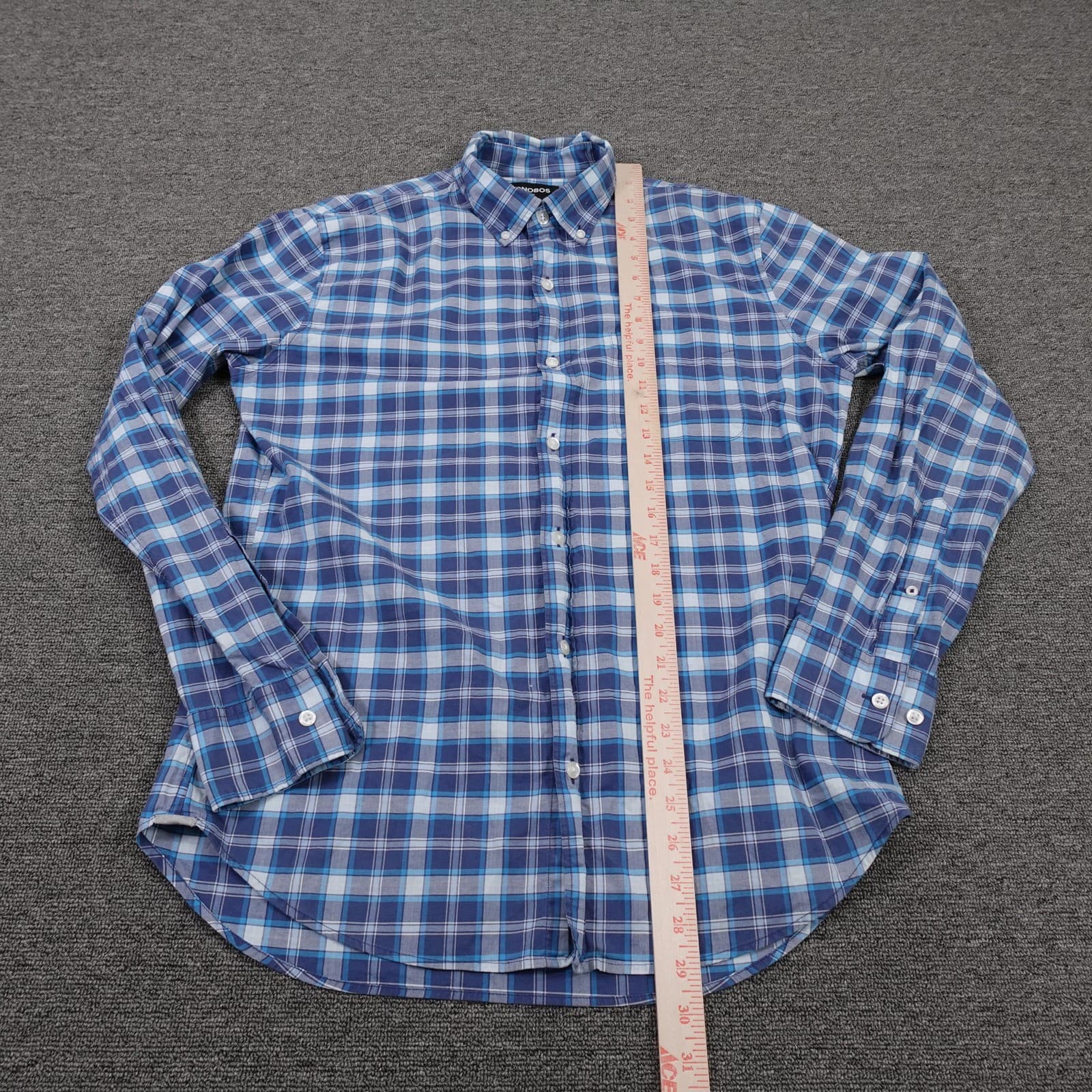 Bonobos Shirt Mens Medium Blue Plaid Long Sleeve Button Up Slim Fit Stretch - Thumbnail 4