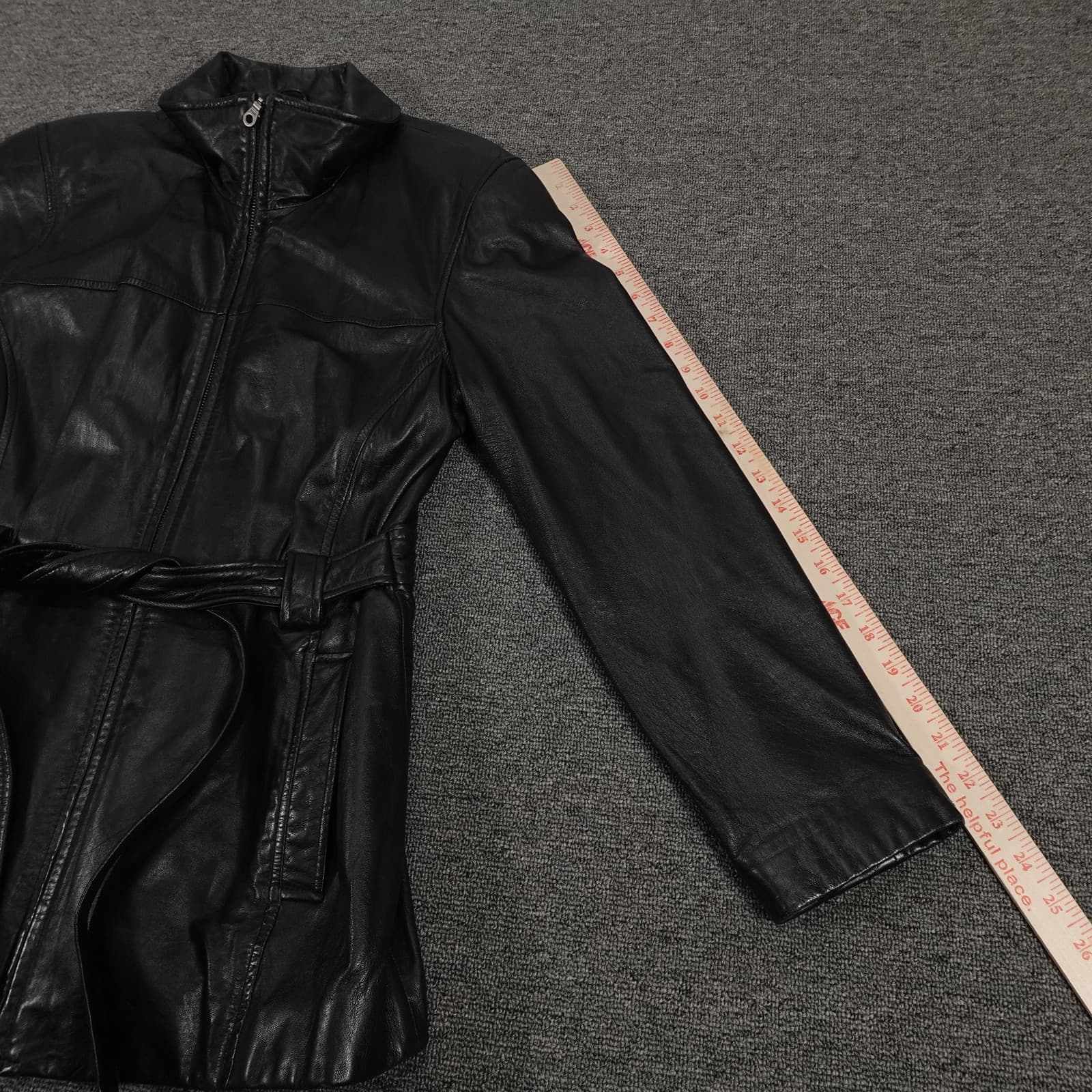 Vintage Jacqueline Ferrar Jacket Medium Black Lambskin Leather Belted Grunge 90s - Thumbnail 12